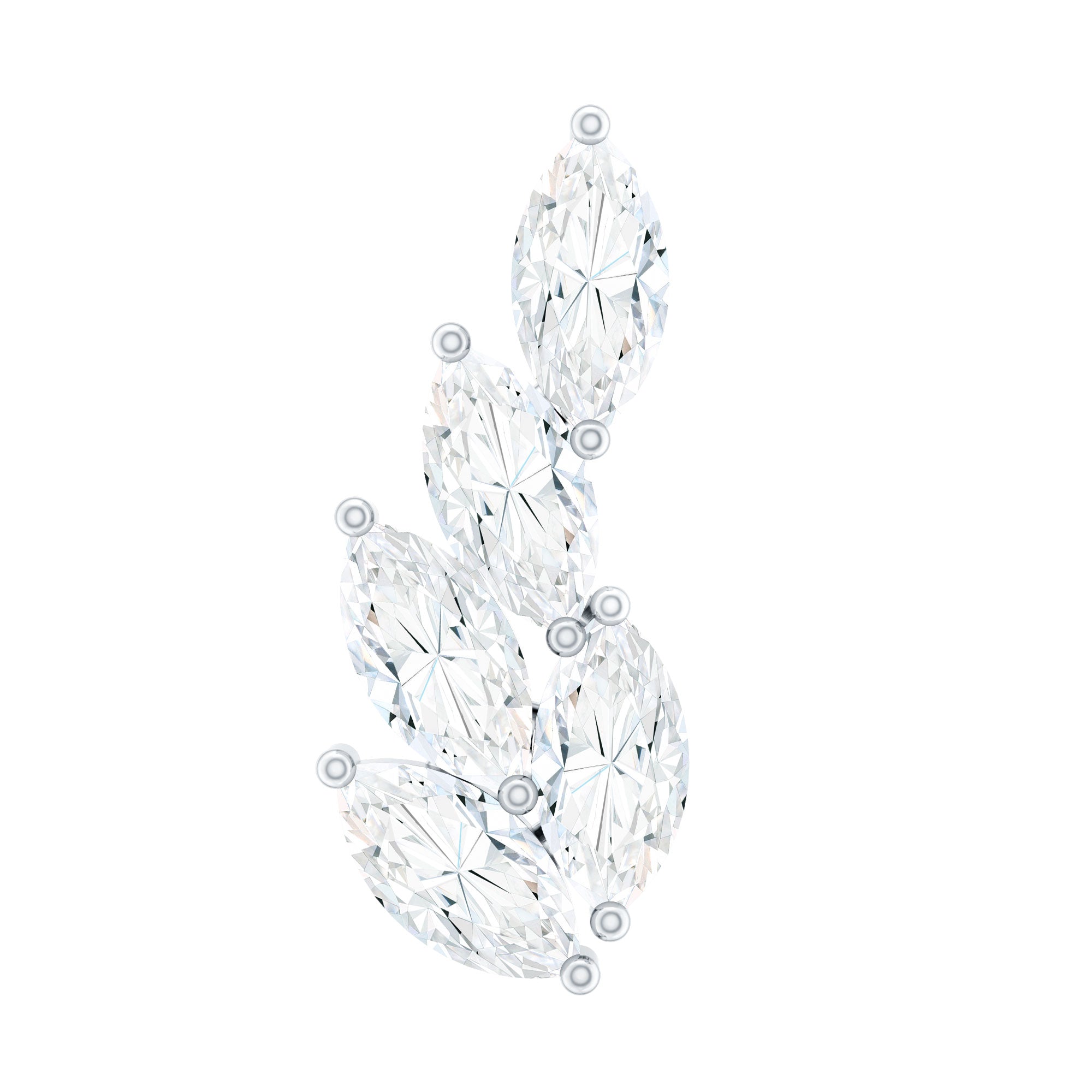 Marquise Diamond Leaf Cluster Earring for Helix Piercing Natural - ( HI-SI ) - Rosec Jewels