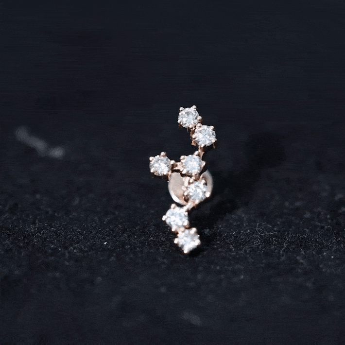 Diamond Leo Constellation Crawler Earring for Helix Piercing Natural - ( HI-SI ) - Rosec Jewels