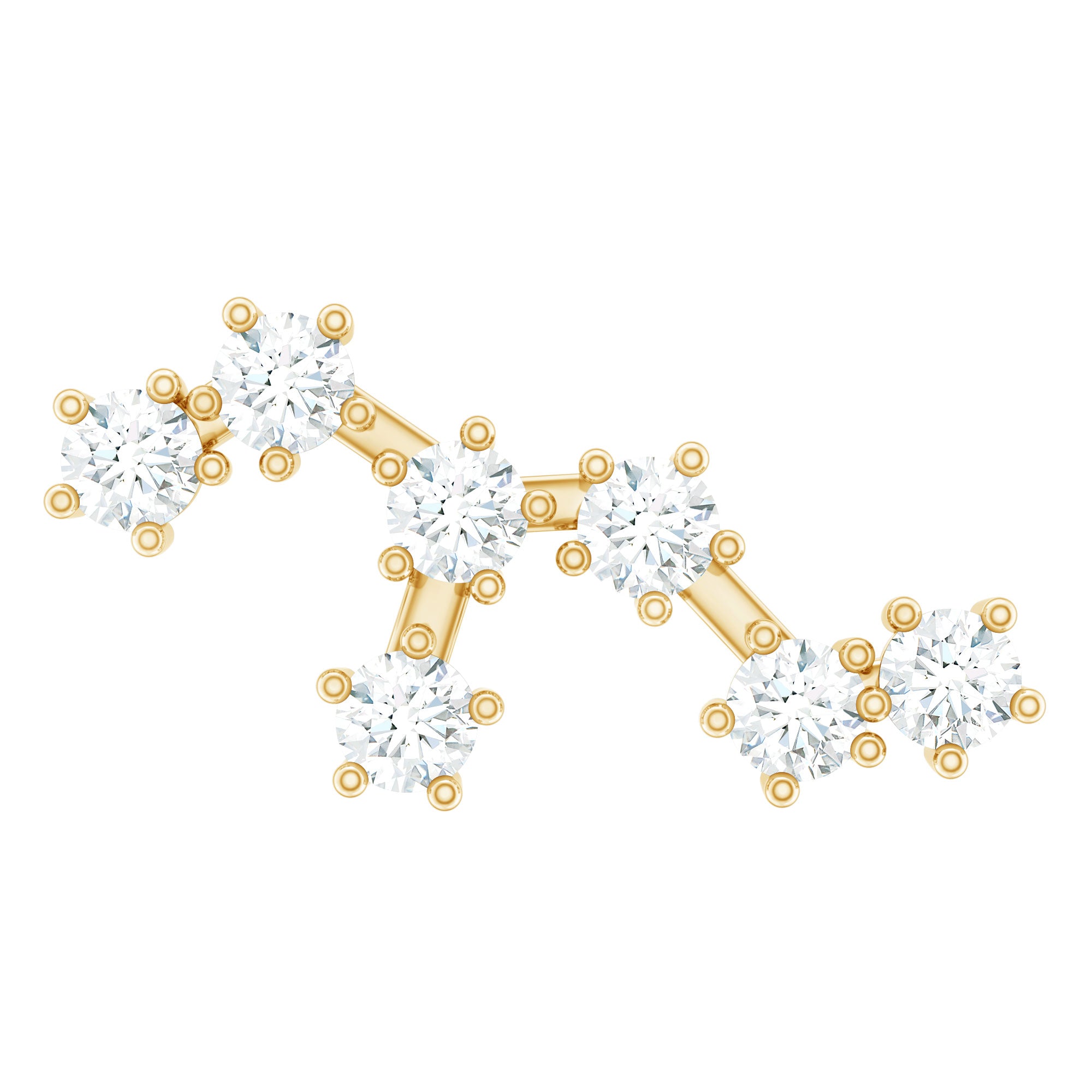 Diamond Leo Constellation Crawler Earring for Helix Piercing Natural - ( HI-SI ) - Rosec Jewels