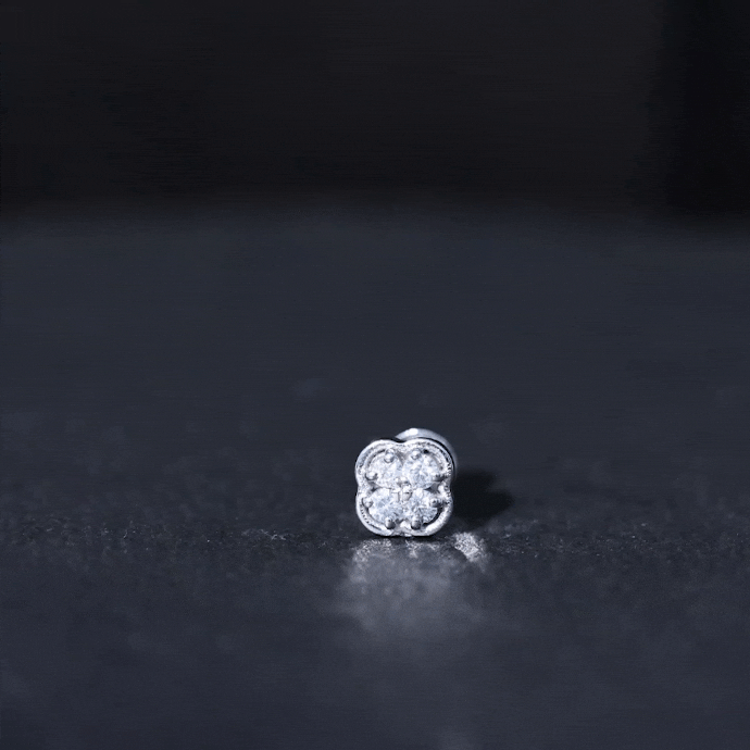 Diamond Flower Cluster Earring for Helix Piercing Natural - ( HI-SI ) - Rosec Jewels