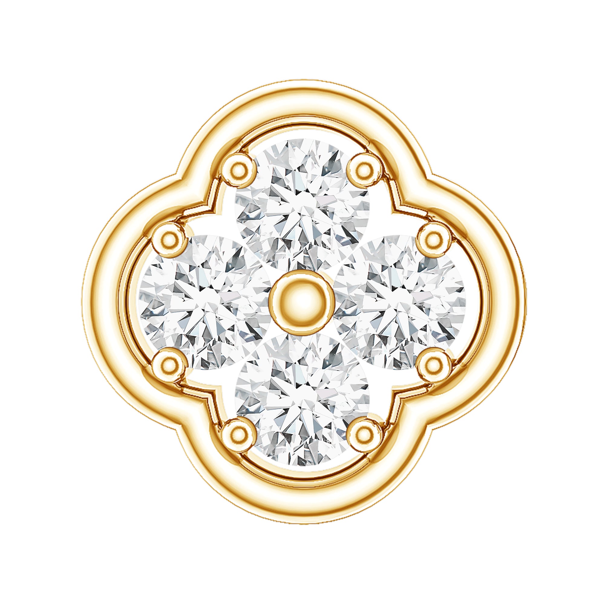 Diamond Flower Cluster Earring for Helix Piercing Natural - ( HI-SI ) - Rosec Jewels