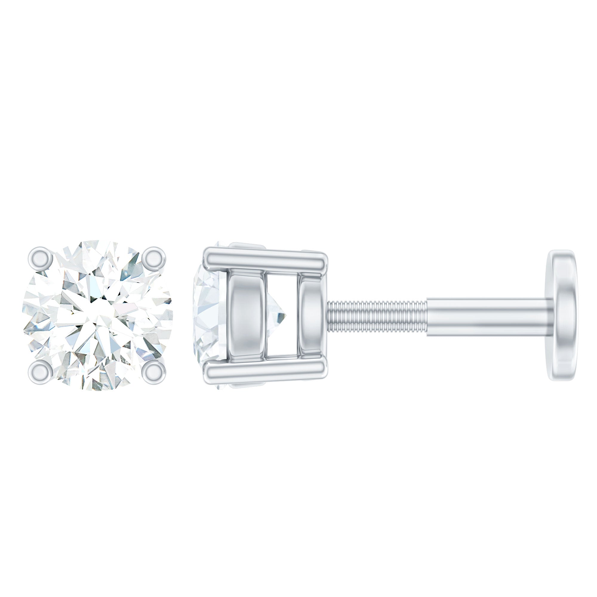 Minimalist Diamond Solitaire Earring for Tragus Piercing Natural - ( HI-SI ) - Rosec Jewels