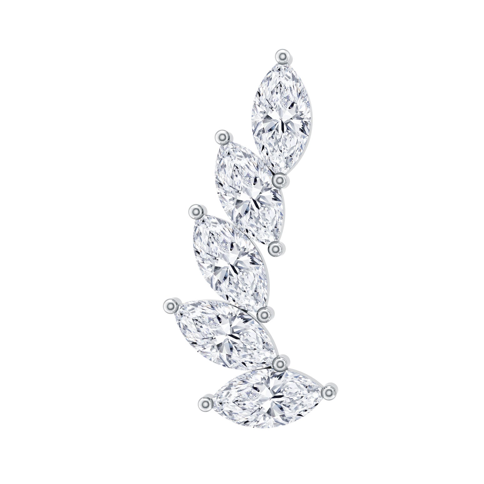 Marquise Diamond Crawler Earring for Helix Piercing Natural - ( HI-SI ) - Rosec Jewels