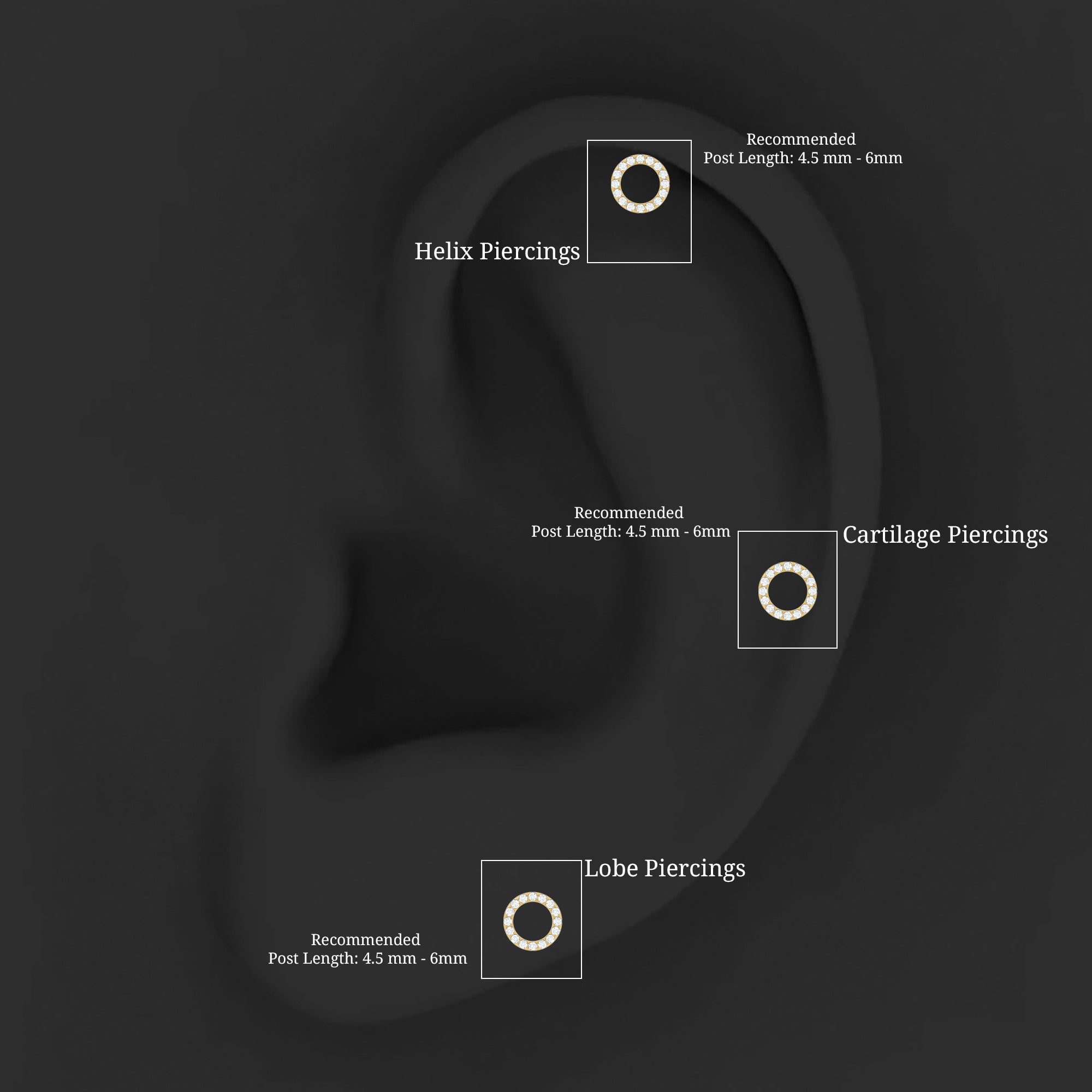 Brilliant Cut Diamond Circle Earring for Helix Piercing Natural - ( HI-SI ) - Rosec Jewels