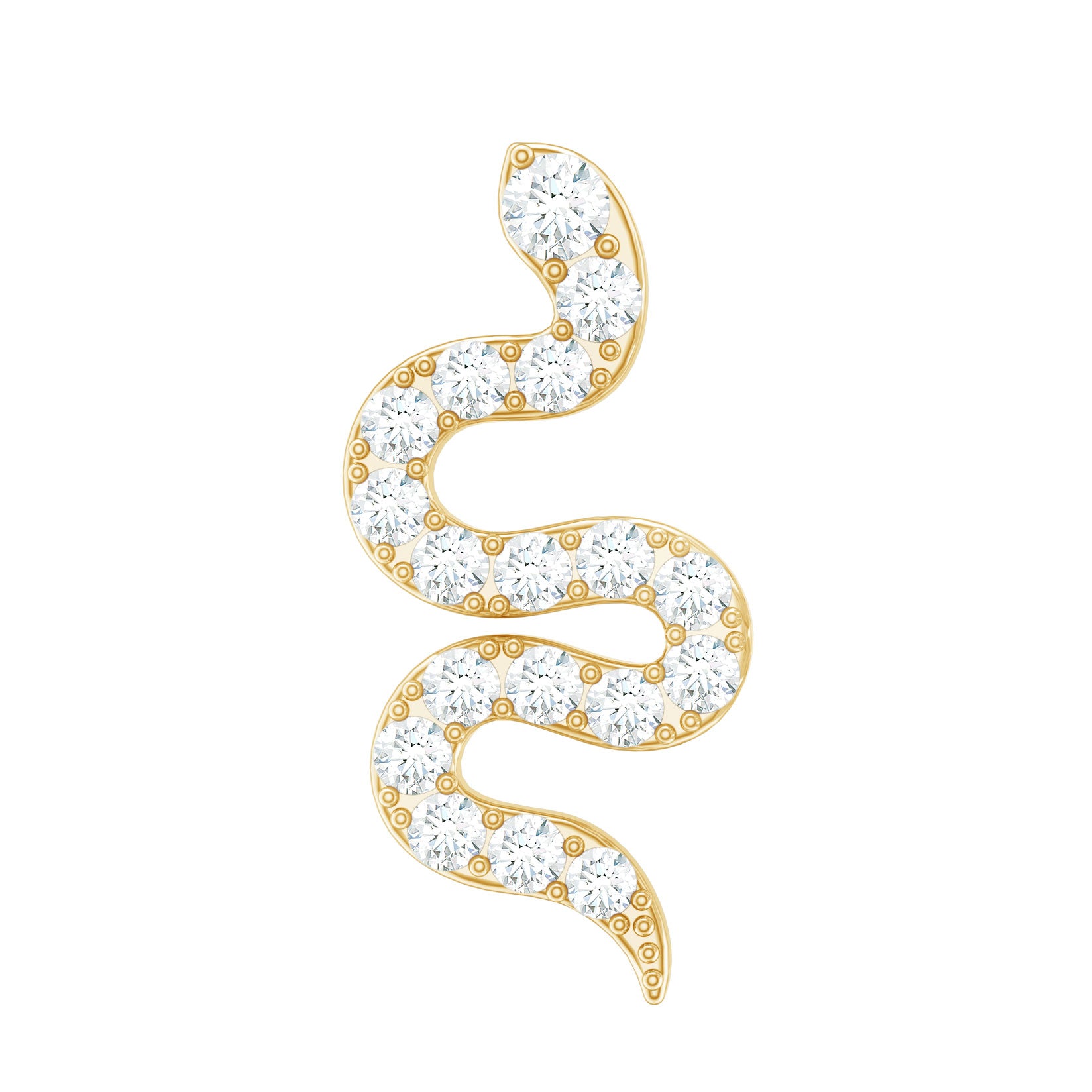 Certified Diamond Snake Earring for Cartilage Piercing Natural - ( HI-SI ) - Rosec Jewels