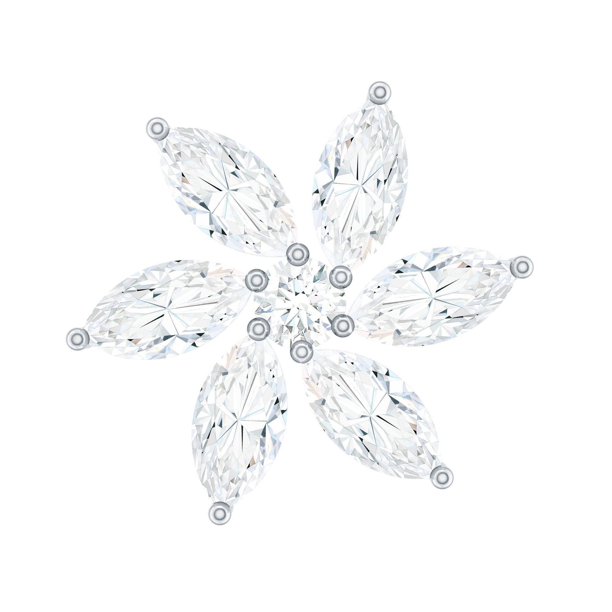 Sparkling Marquise Diamond Flower Helix Earring Natural - ( HI-SI ) - Rosec Jewels