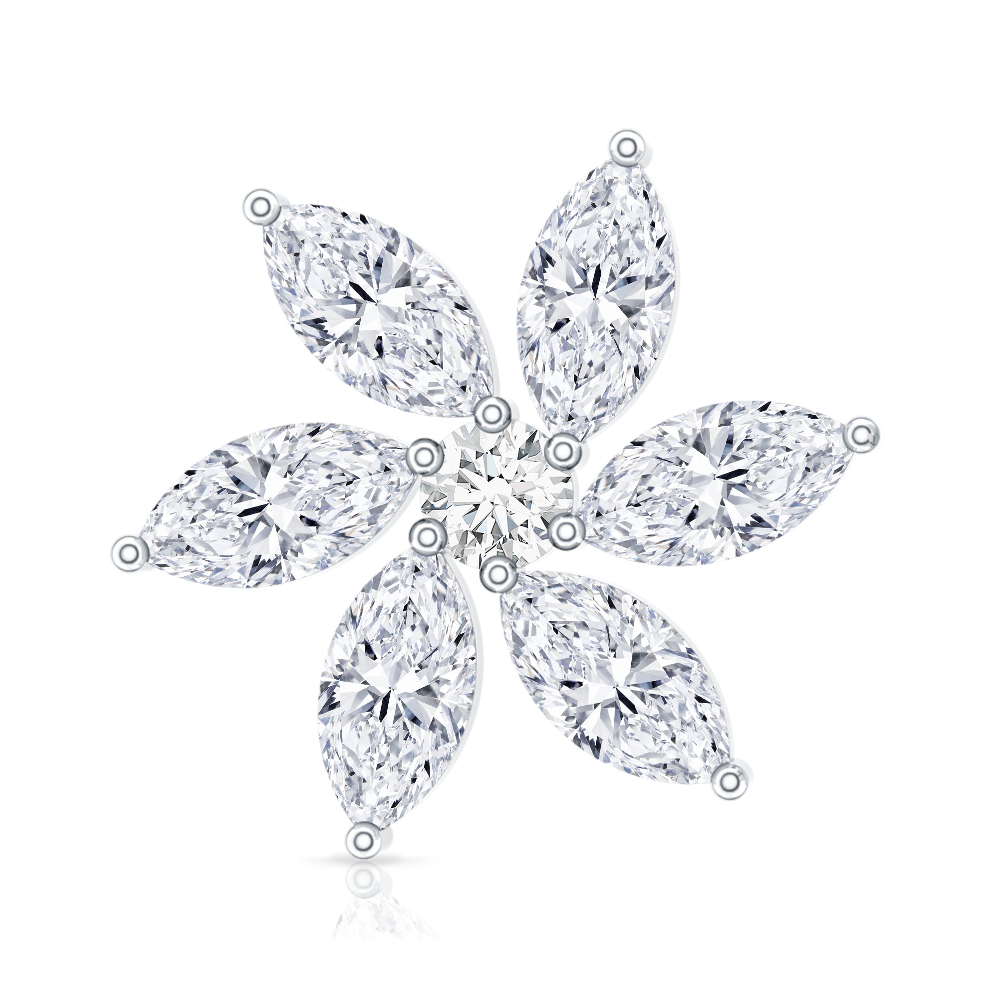 Sparkling Marquise Diamond Flower Helix Earring Natural - ( HI-SI ) - Rosec Jewels