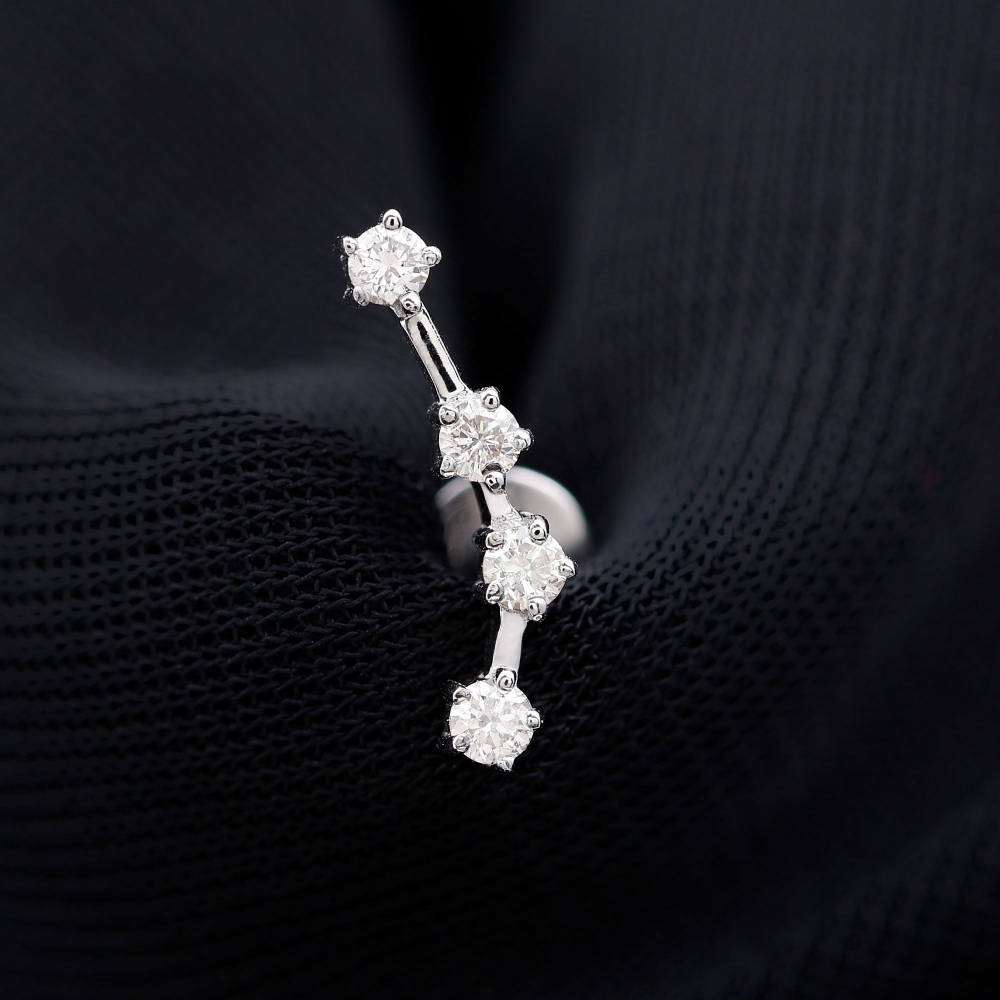 Diamond Aquarius Zodiac Earring for Helix Piercing Natural - ( HI-SI ) - Rosec Jewels
