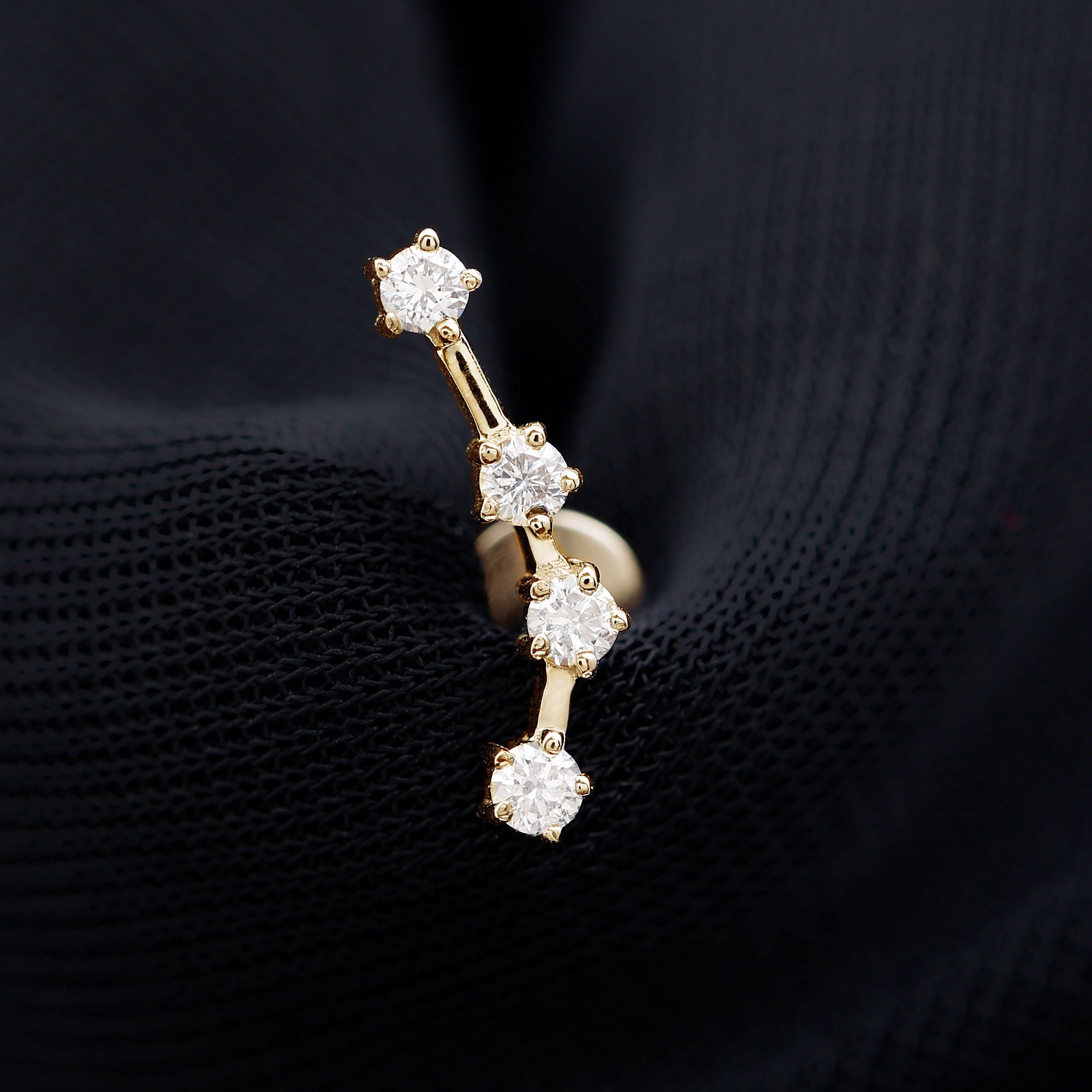Diamond Aquarius Zodiac Earring for Helix Piercing Natural - ( HI-SI ) - Rosec Jewels
