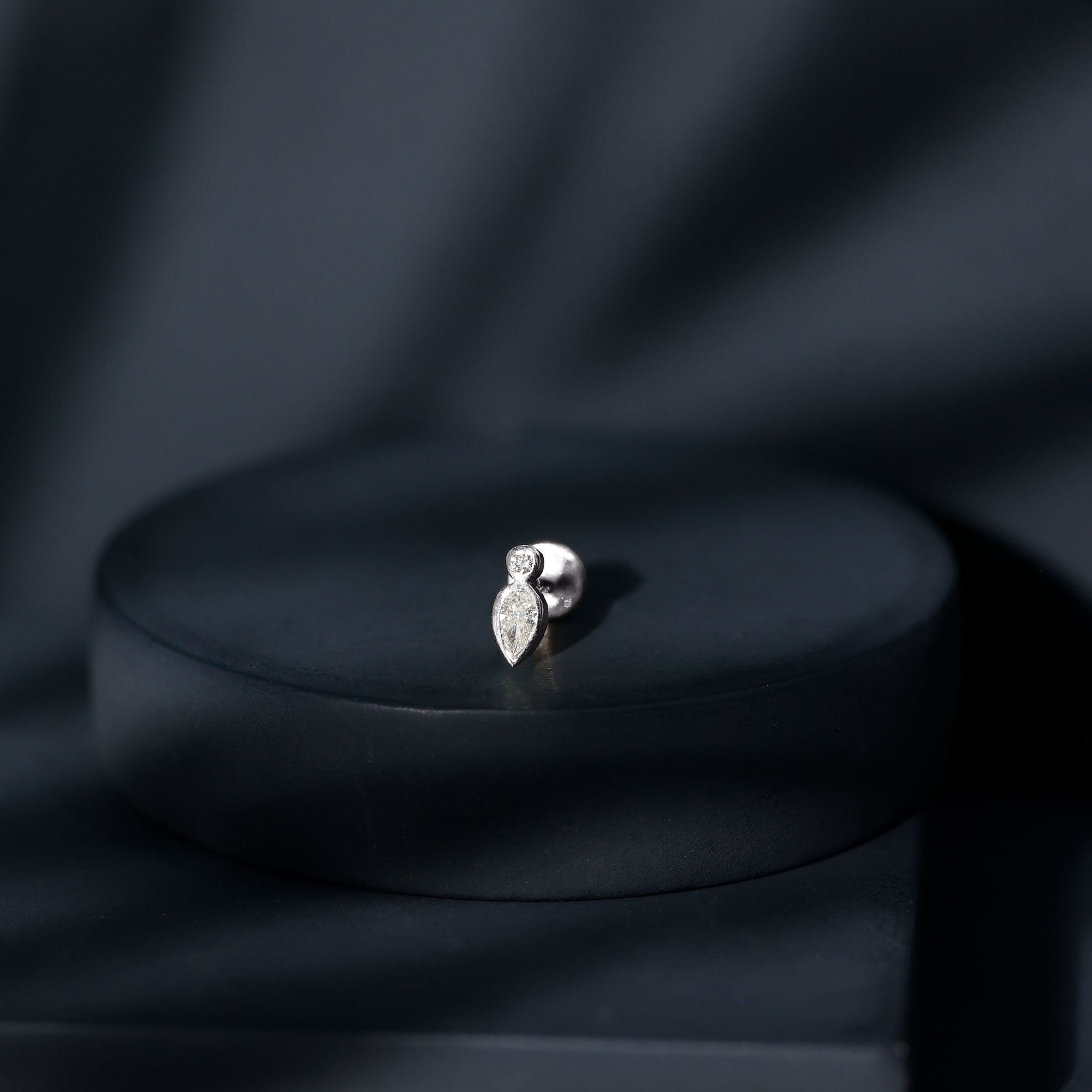 Pear Shape Diamond Two Stone Helix Earring Natural - ( HI-SI ) - Rosec Jewels