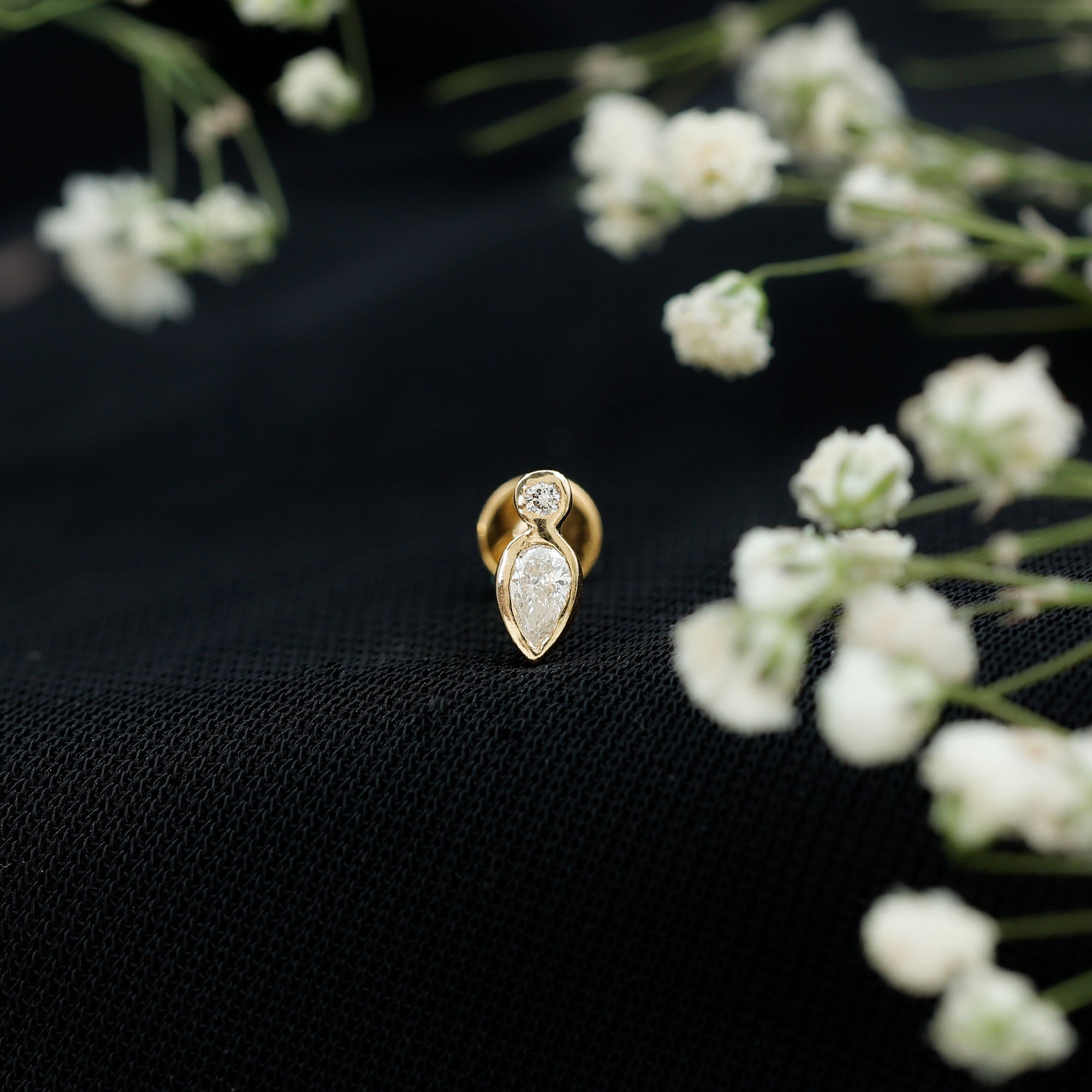 Pear Shape Diamond Two Stone Helix Earring Natural - ( HI-SI ) - Rosec Jewels