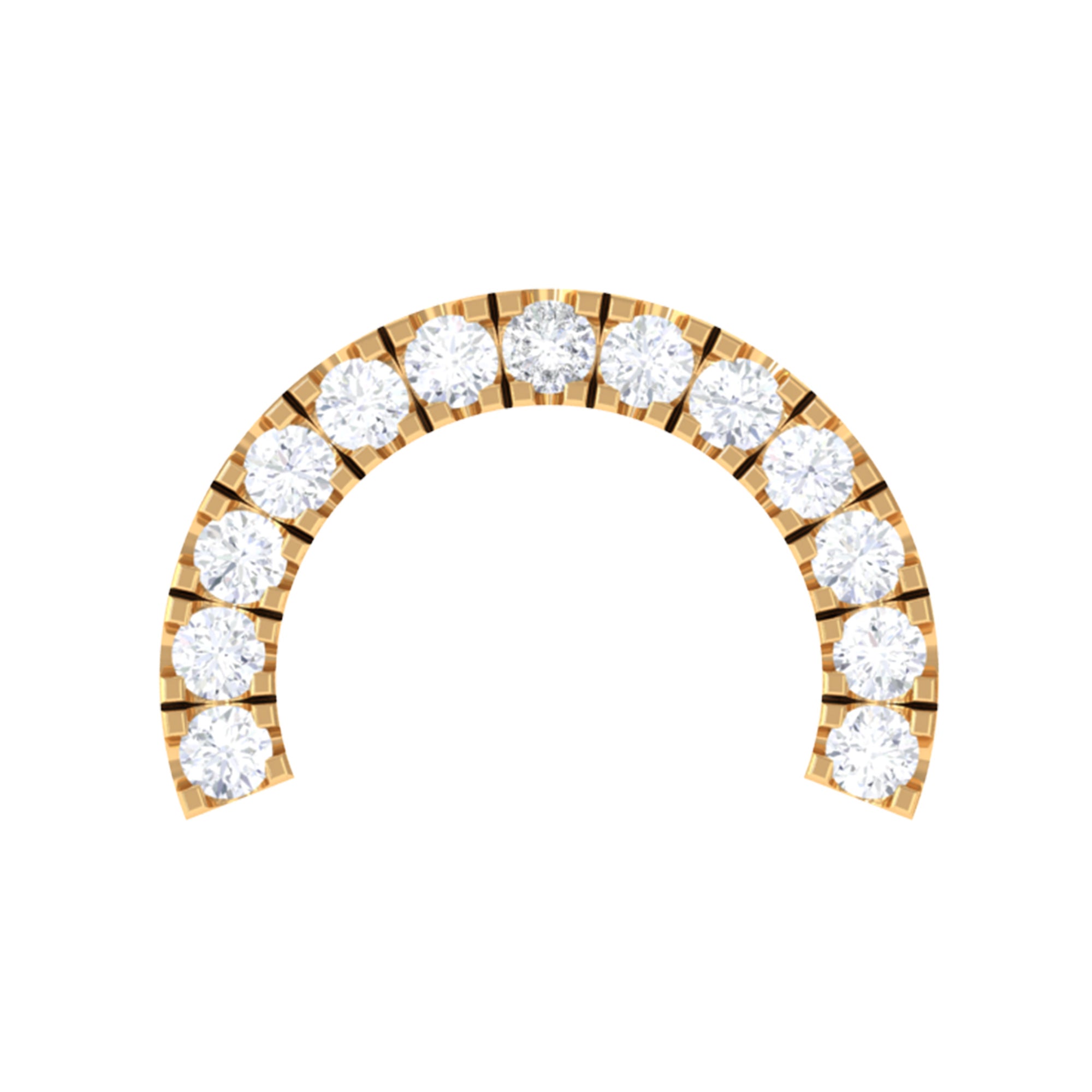 Certified Diamond Half Circle Earring for Piercing Natural - ( HI-SI ) - Rosec Jewels