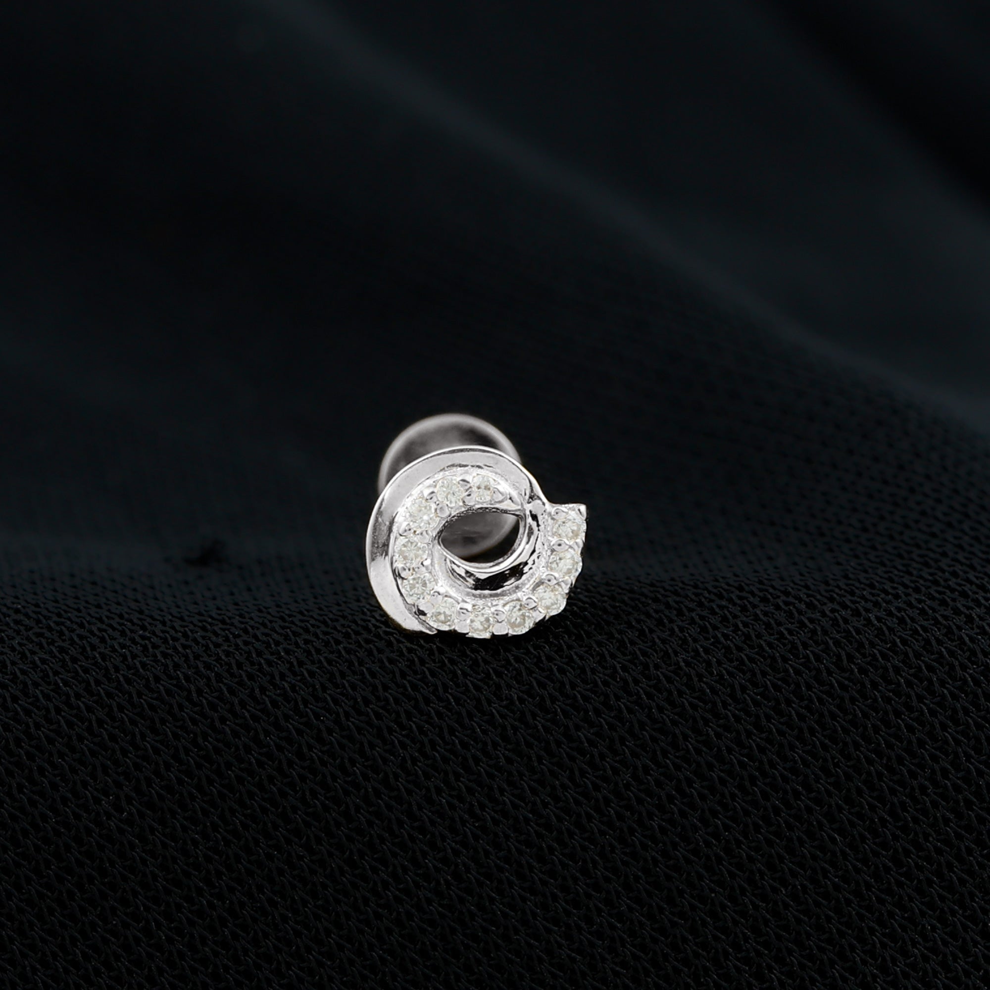 Certified Diamond Spiral Earring for Cartilage Piercing Natural - ( HI-SI ) - Rosec Jewels