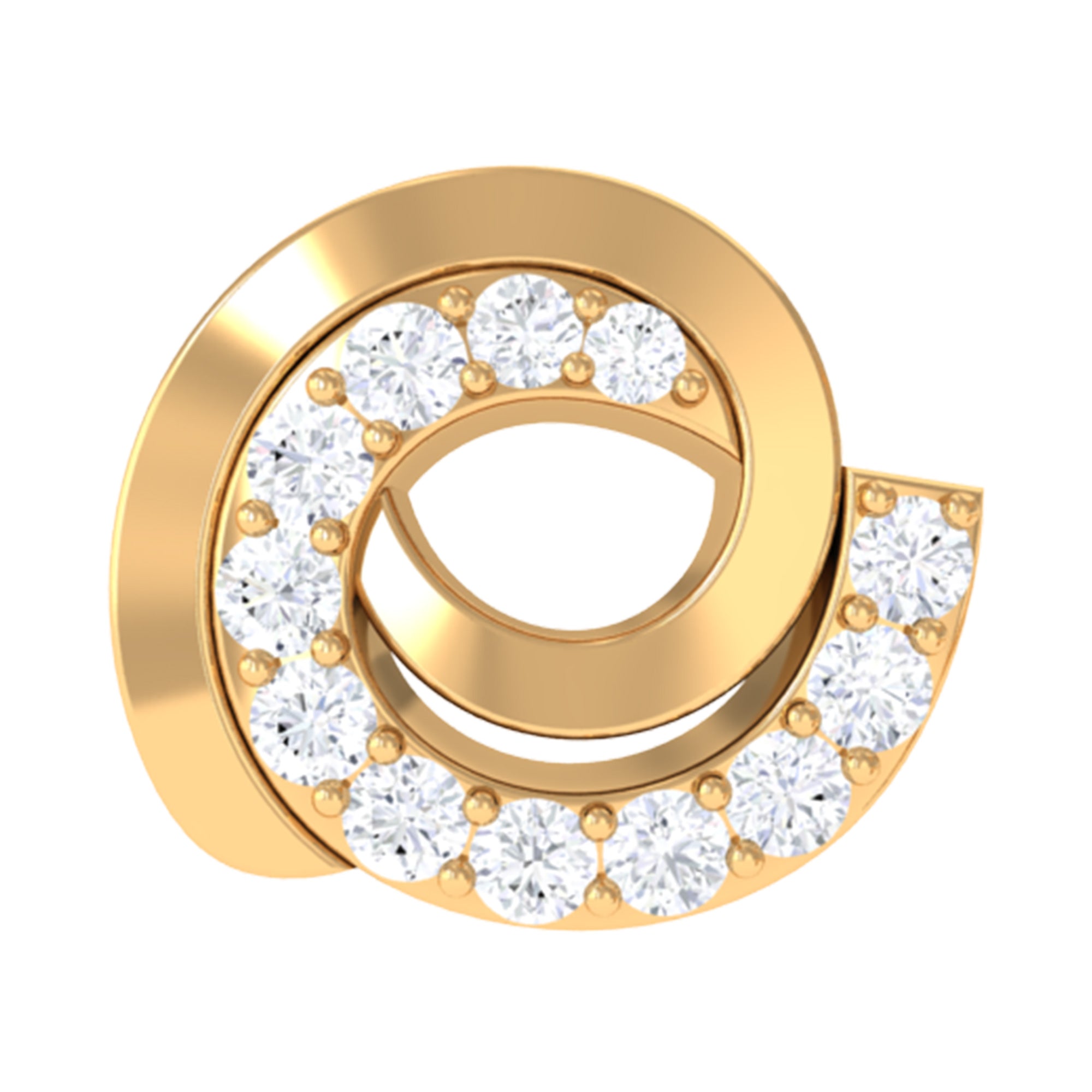 Certified Diamond Spiral Earring for Cartilage Piercing Natural - ( HI-SI ) - Rosec Jewels