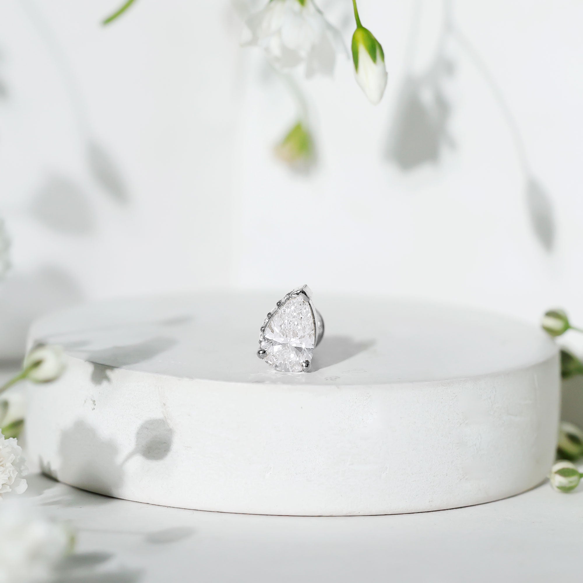 Pear Shaped Diamond Solitaire Tragus Earring Lab - ( EF-VS ) - Rosec Jewels