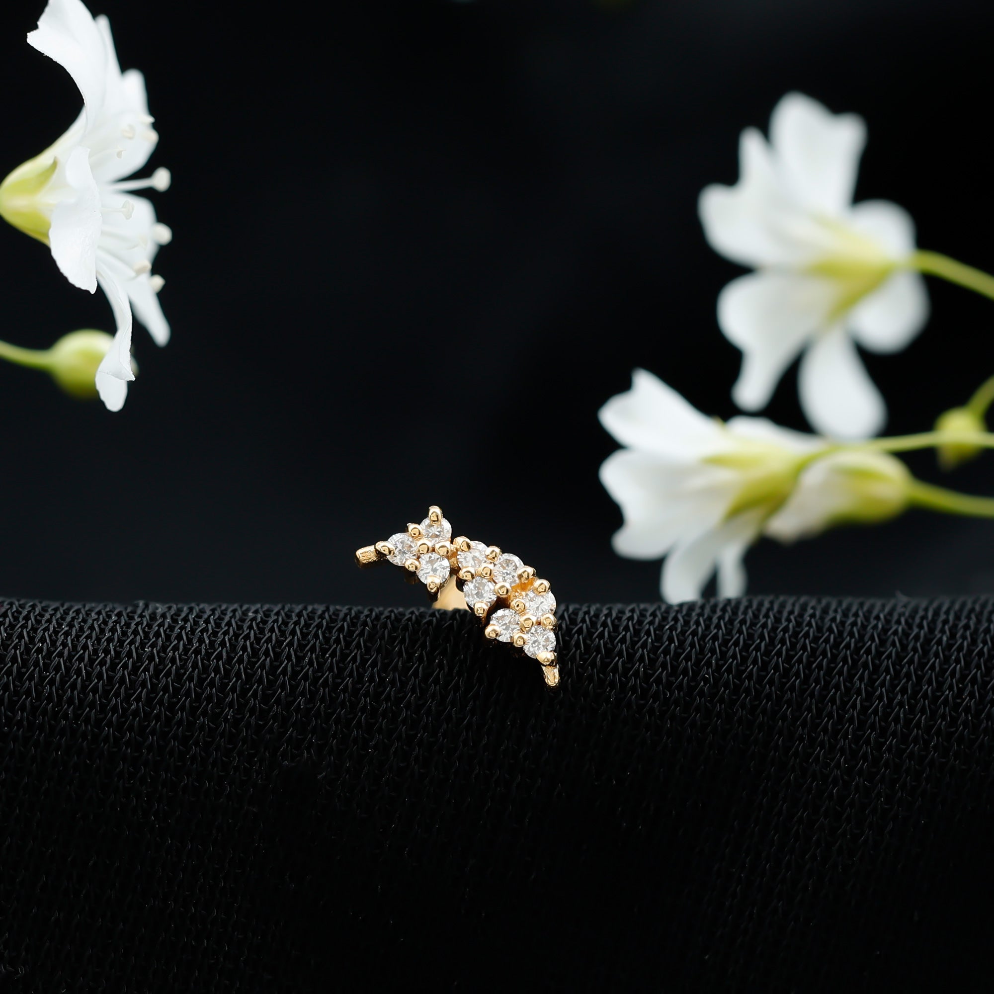 Natural Round Diamond Cluster Curved Helix Earring Lab - ( EF-VS ) - Rosec Jewels
