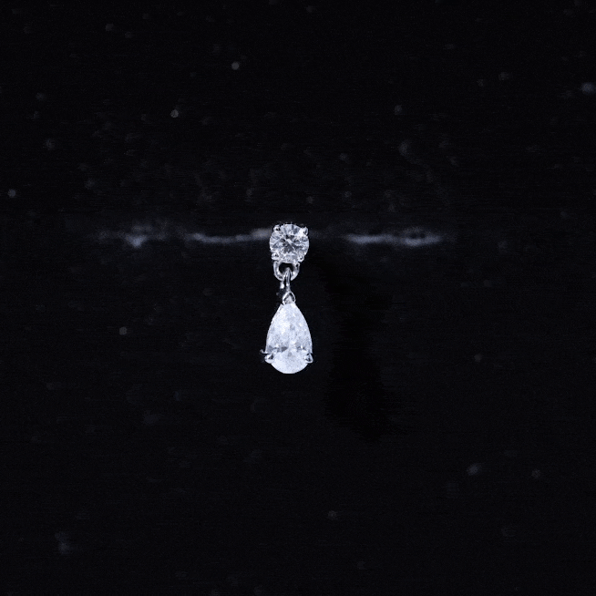 Pear and Round Cut Diamond Stud Drop Helix Earring Lab - ( EF-VS ) - Rosec Jewels