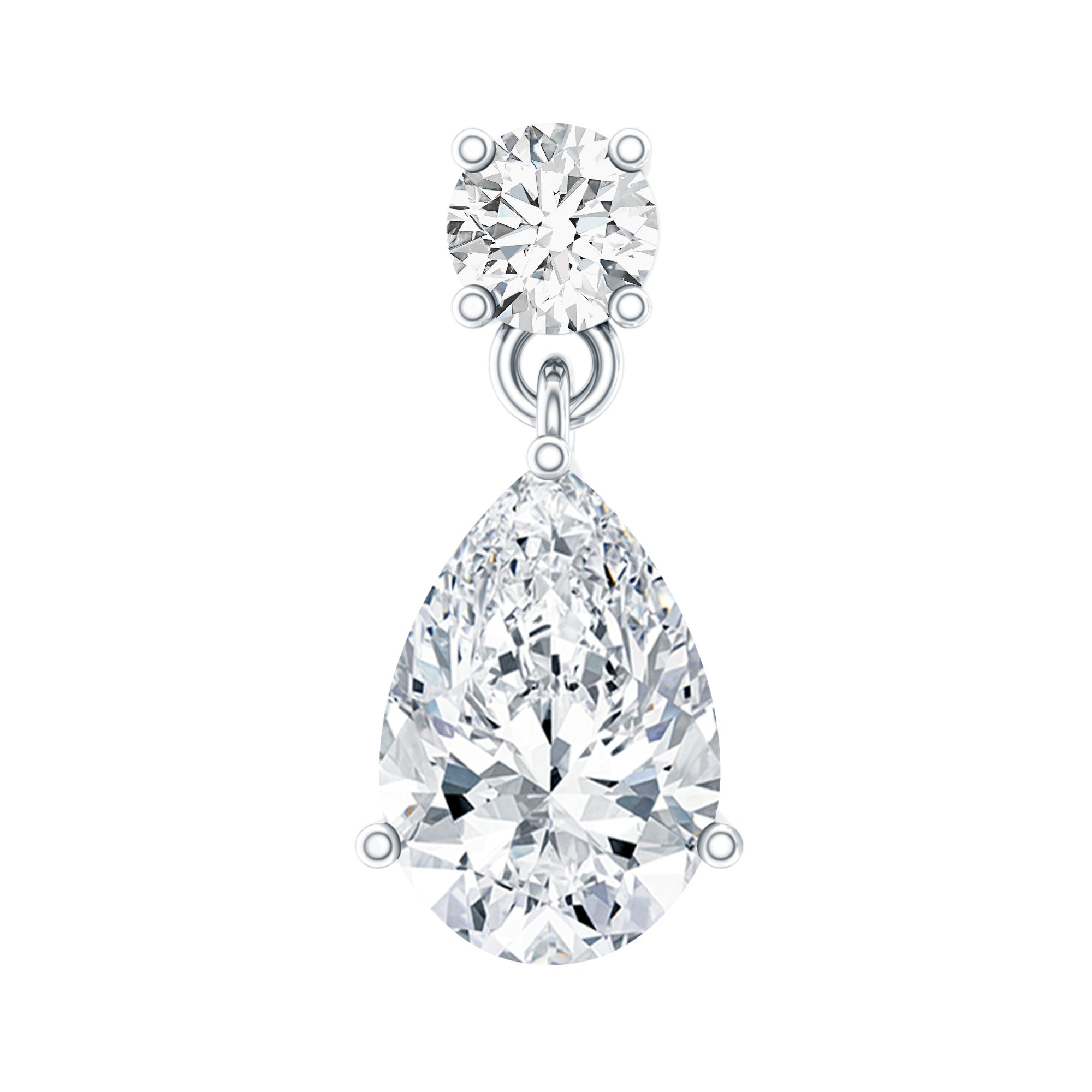 Pear and Round Cut Diamond Stud Drop Helix Earring Lab - ( EF-VS ) - Rosec Jewels
