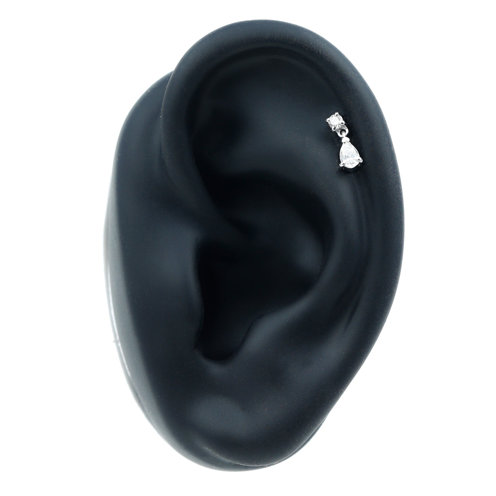 Pear and Round Cut Diamond Stud Drop Helix Earring Lab - ( EF-VS ) - Rosec Jewels