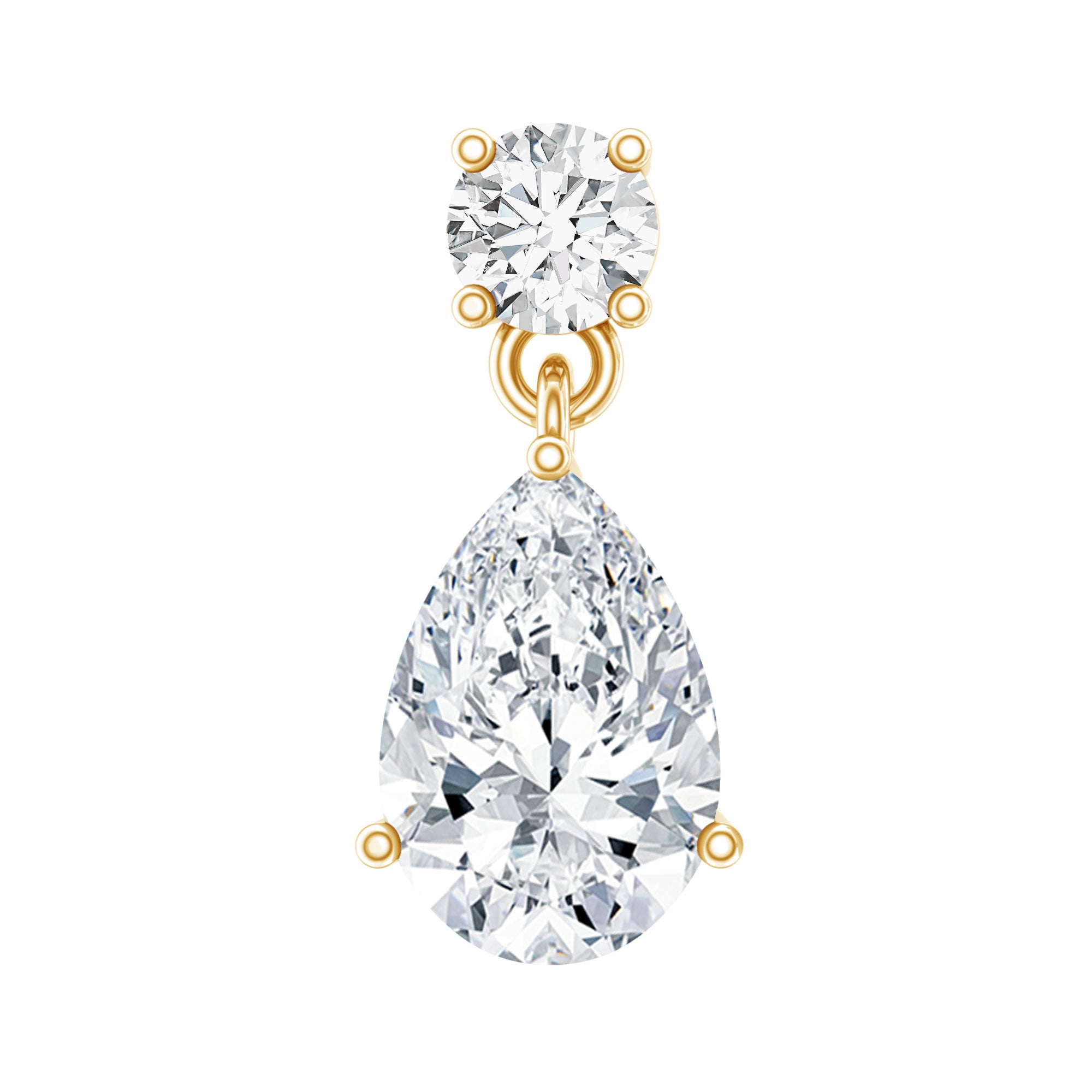 Pear and Round Cut Diamond Stud Drop Helix Earring Lab - ( EF-VS ) - Rosec Jewels