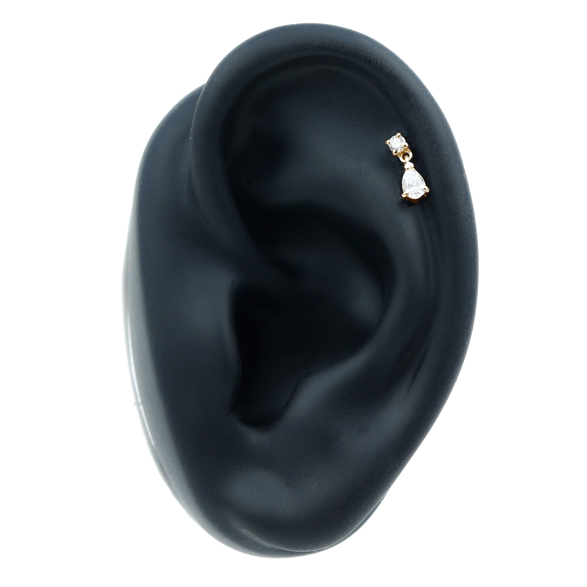 Pear and Round Cut Diamond Stud Drop Helix Earring Lab - ( EF-VS ) - Rosec Jewels