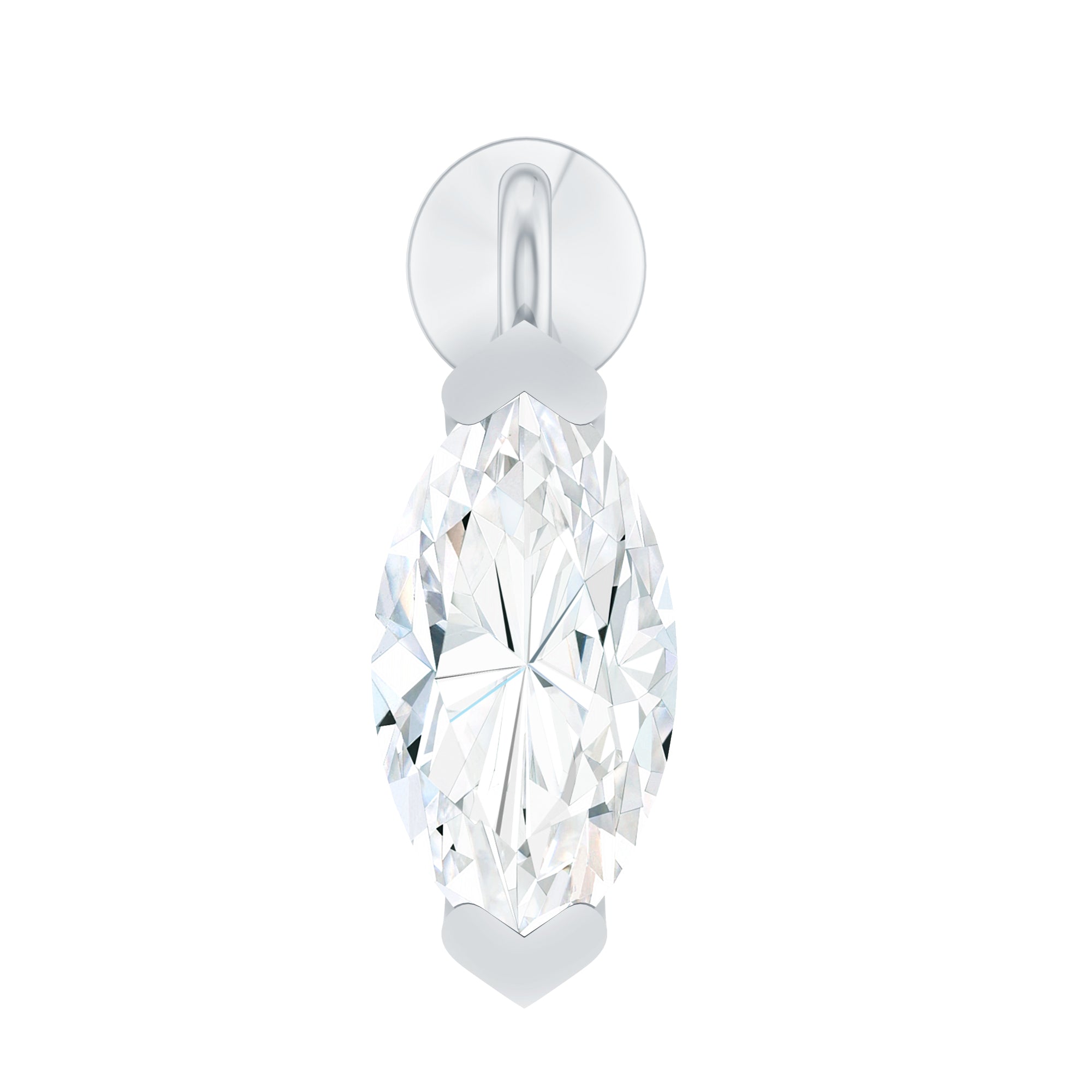 Marquise Diamond Cartilage Dangle Earring Lab - ( EF-VS ) - Rosec Jewels