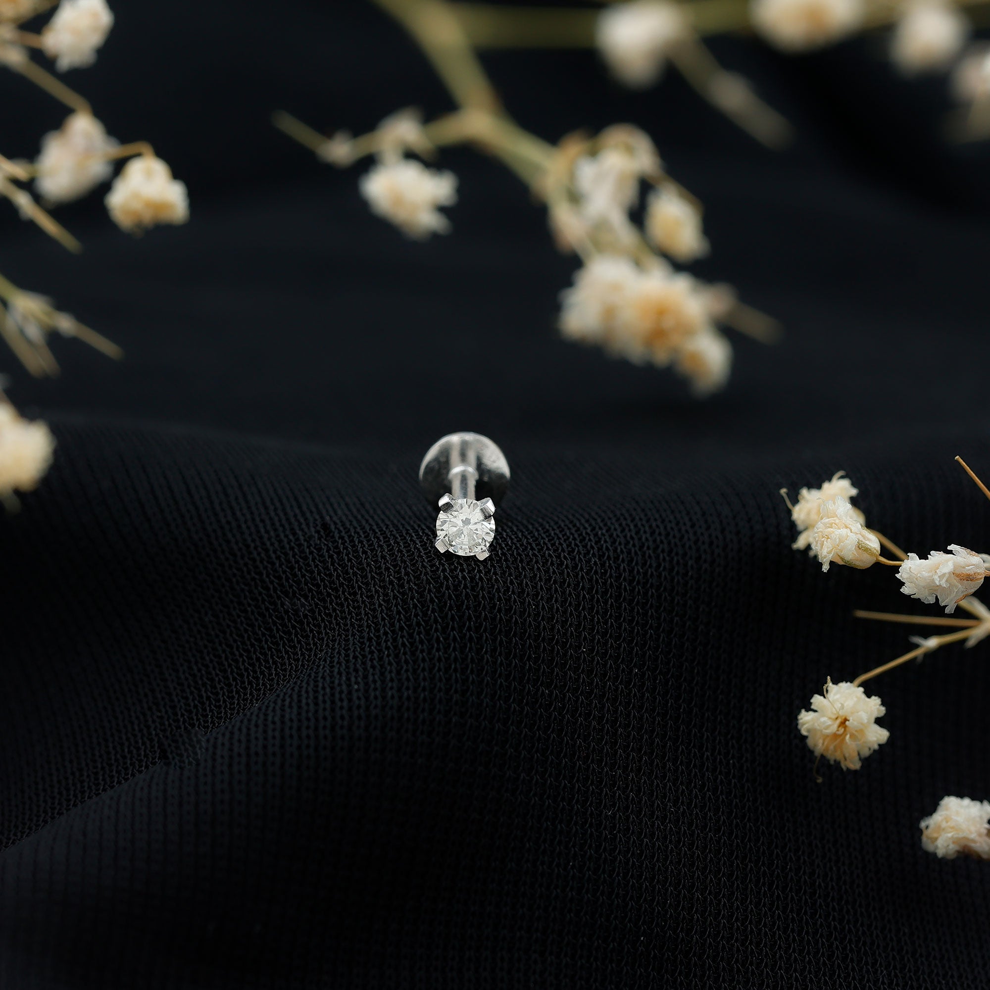 Minimalist Peg Head Set Diamond Nose Pin Stud Lab - ( EF-VS ) - Rosec Jewels