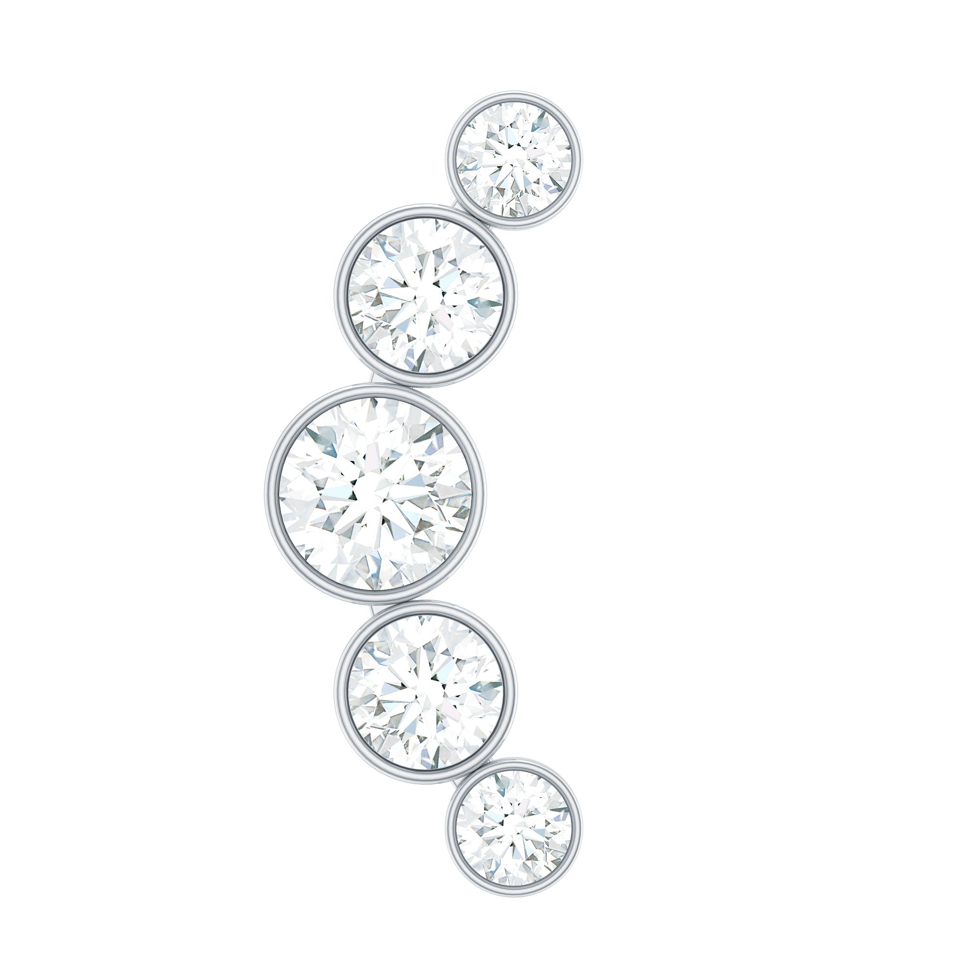 Graduated Diamond Ear Climber Earring in Bezel Setting Lab - ( EF-VS ) - Rosec Jewels