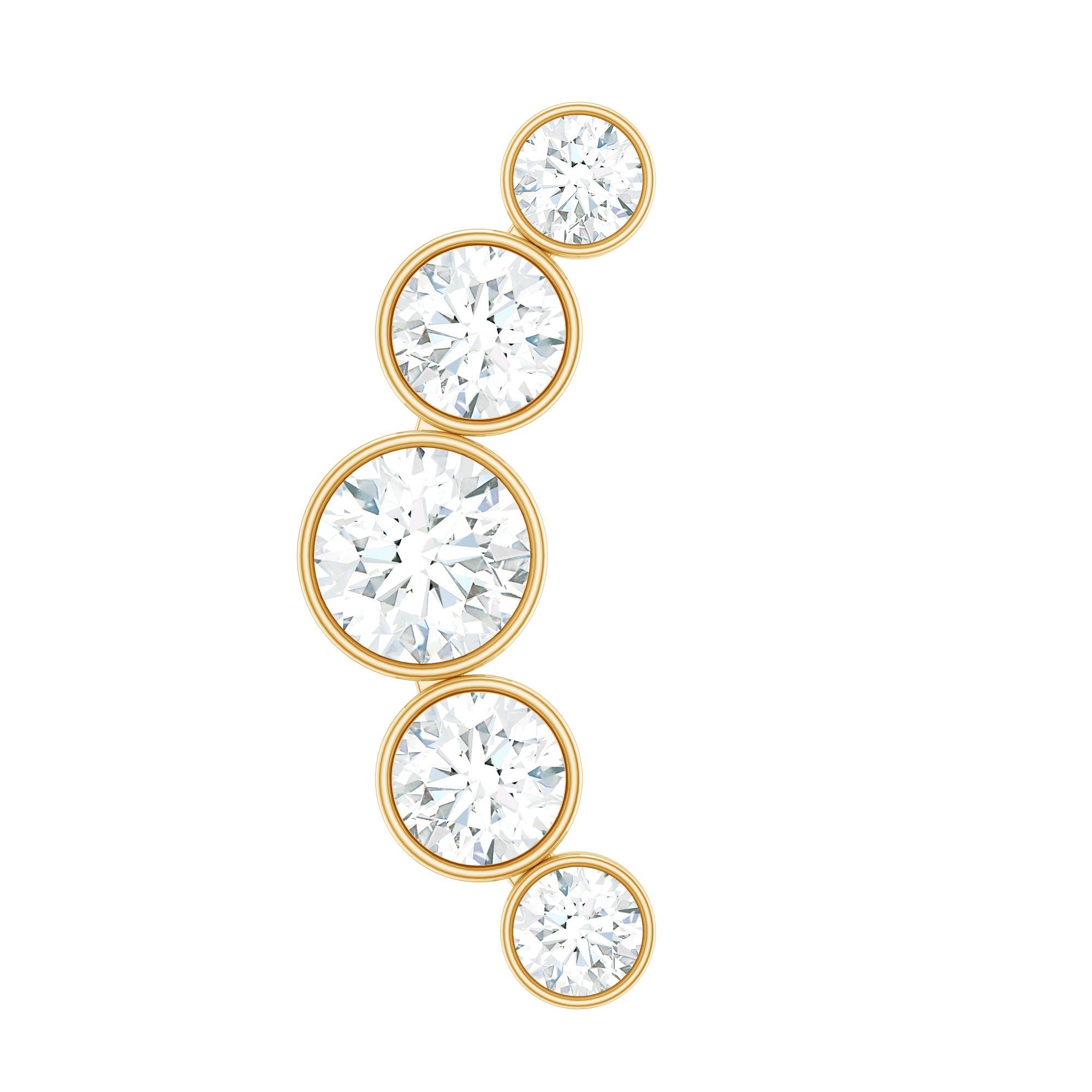 Graduated Diamond Ear Climber Earring in Bezel Setting Lab - ( EF-VS ) - Rosec Jewels