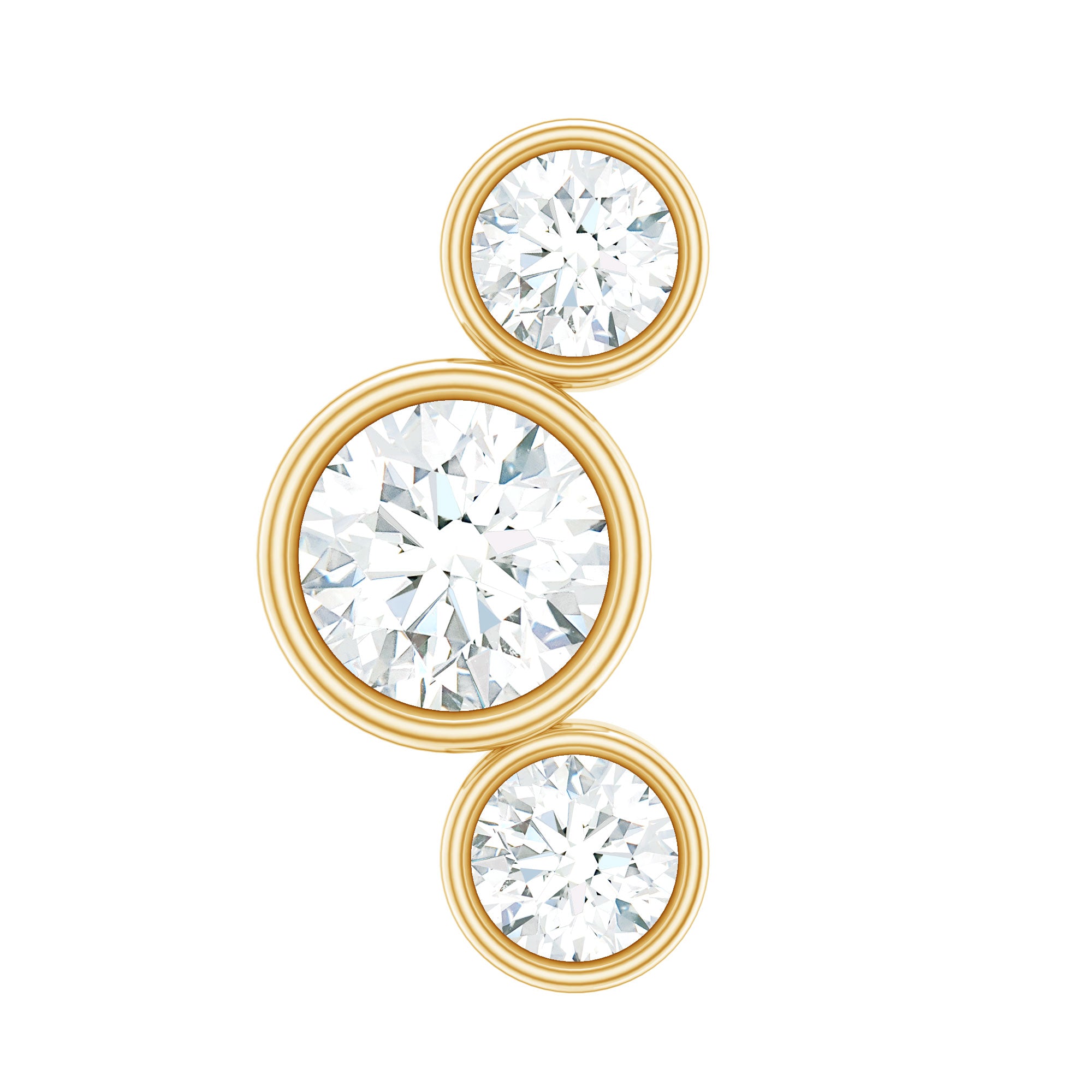 Bezel Set Diamond Three Stone Earring for Helix Piercing Lab - ( EF-VS ) - Rosec Jewels