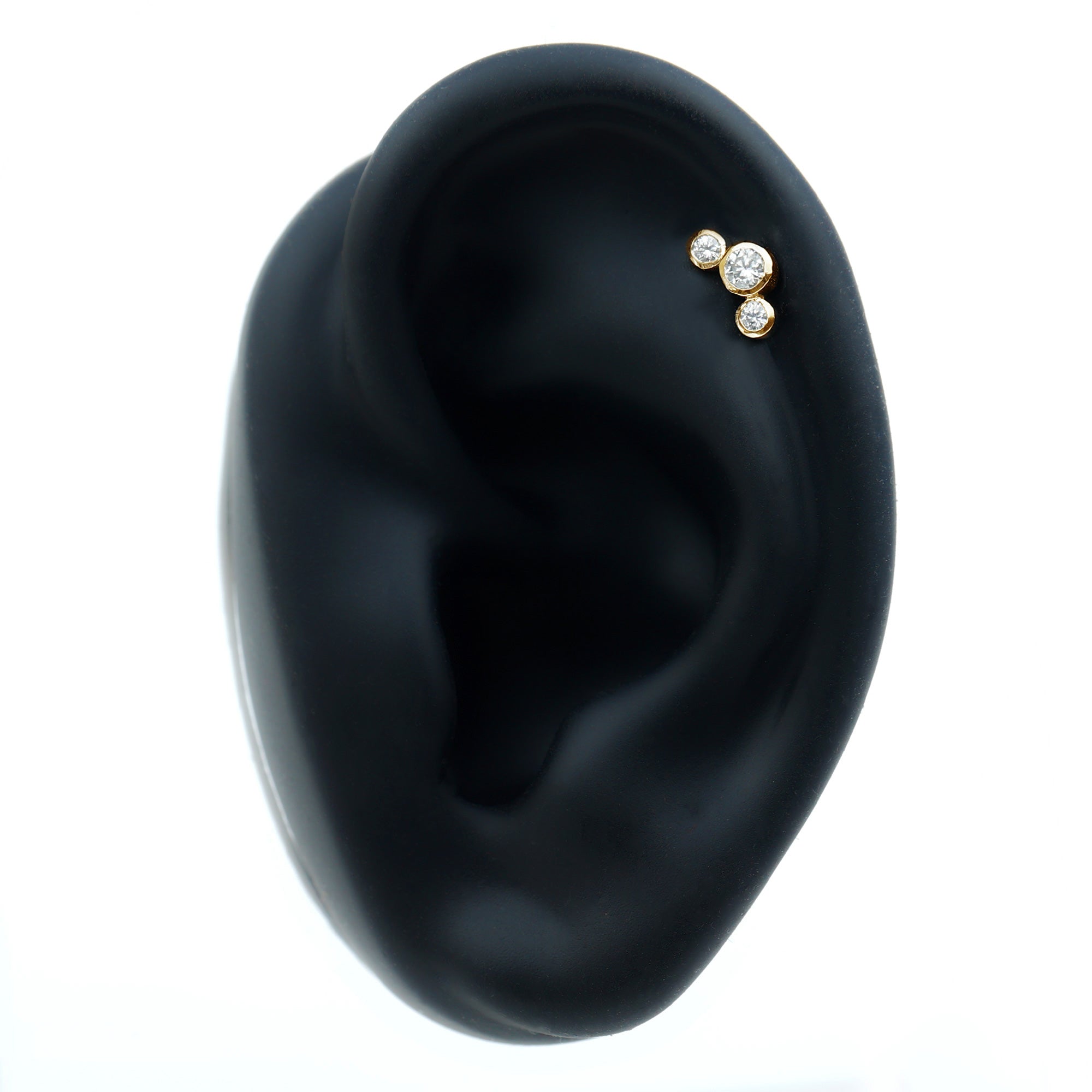 Bezel Set Diamond Three Stone Earring for Helix Piercing Lab - ( EF-VS ) - Rosec Jewels