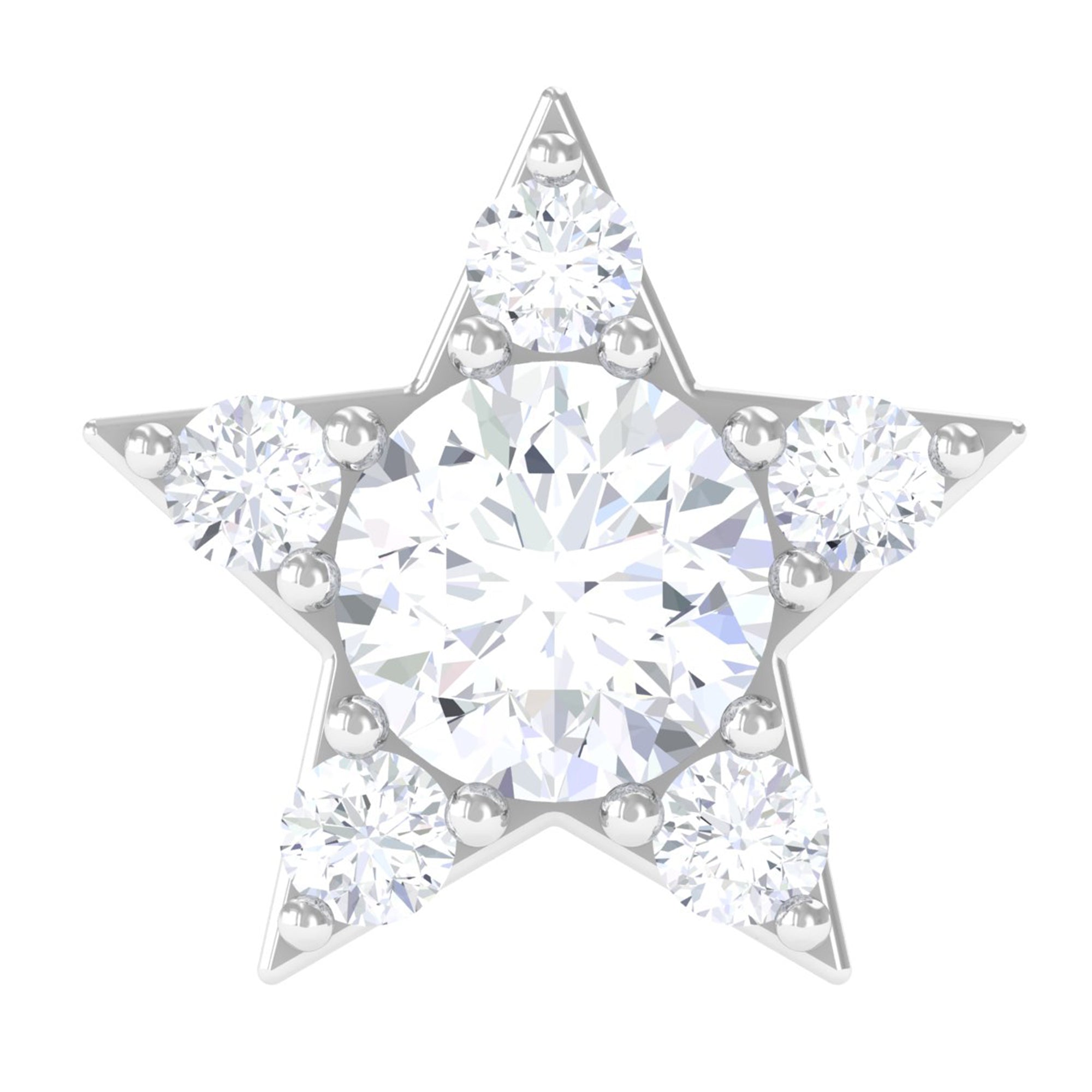 Minimal Diamond Star Celestial Earring for Helix Piercing Lab - ( EF-VS ) - Rosec Jewels