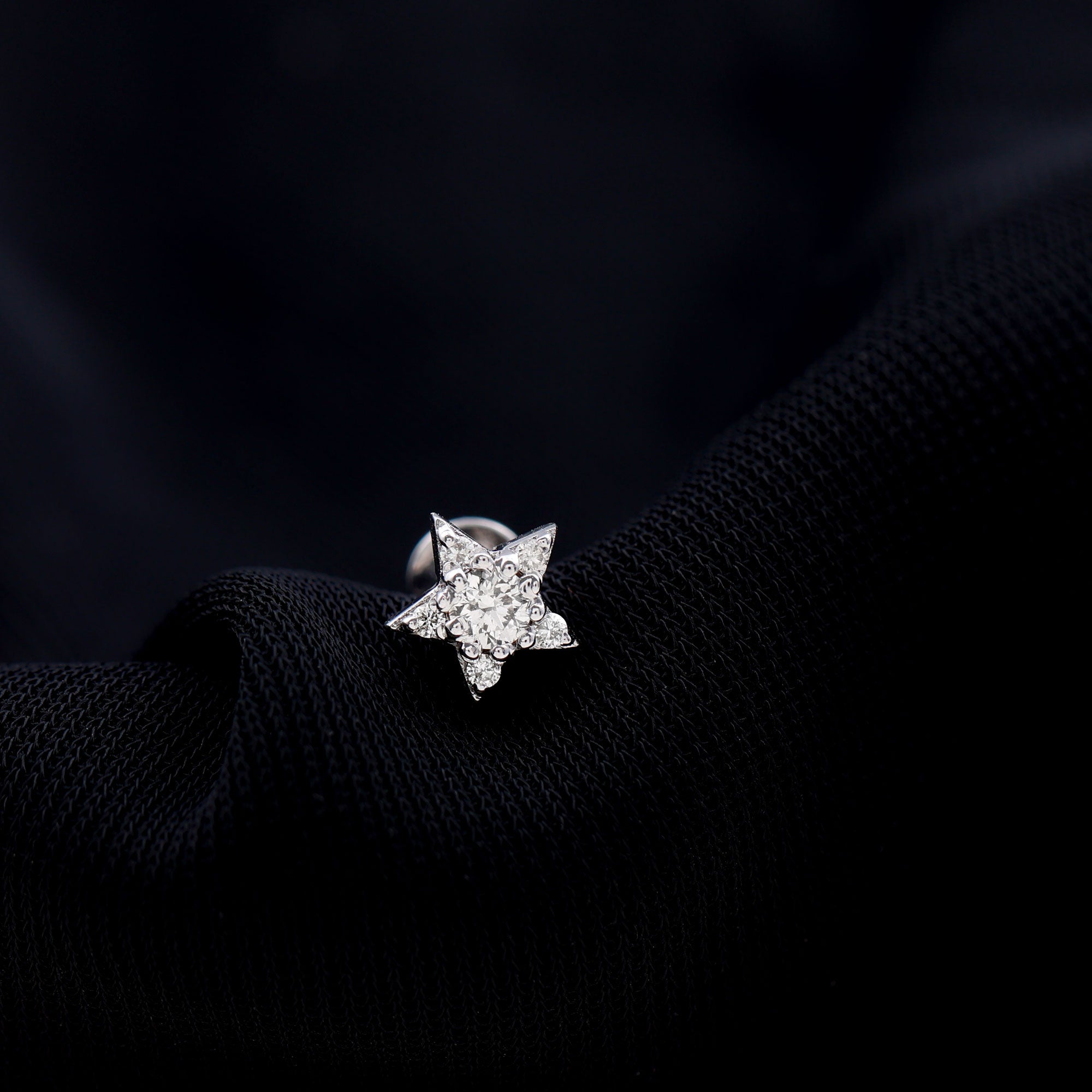 Minimal Diamond Star Celestial Earring for Helix Piercing Lab - ( EF-VS ) - Rosec Jewels