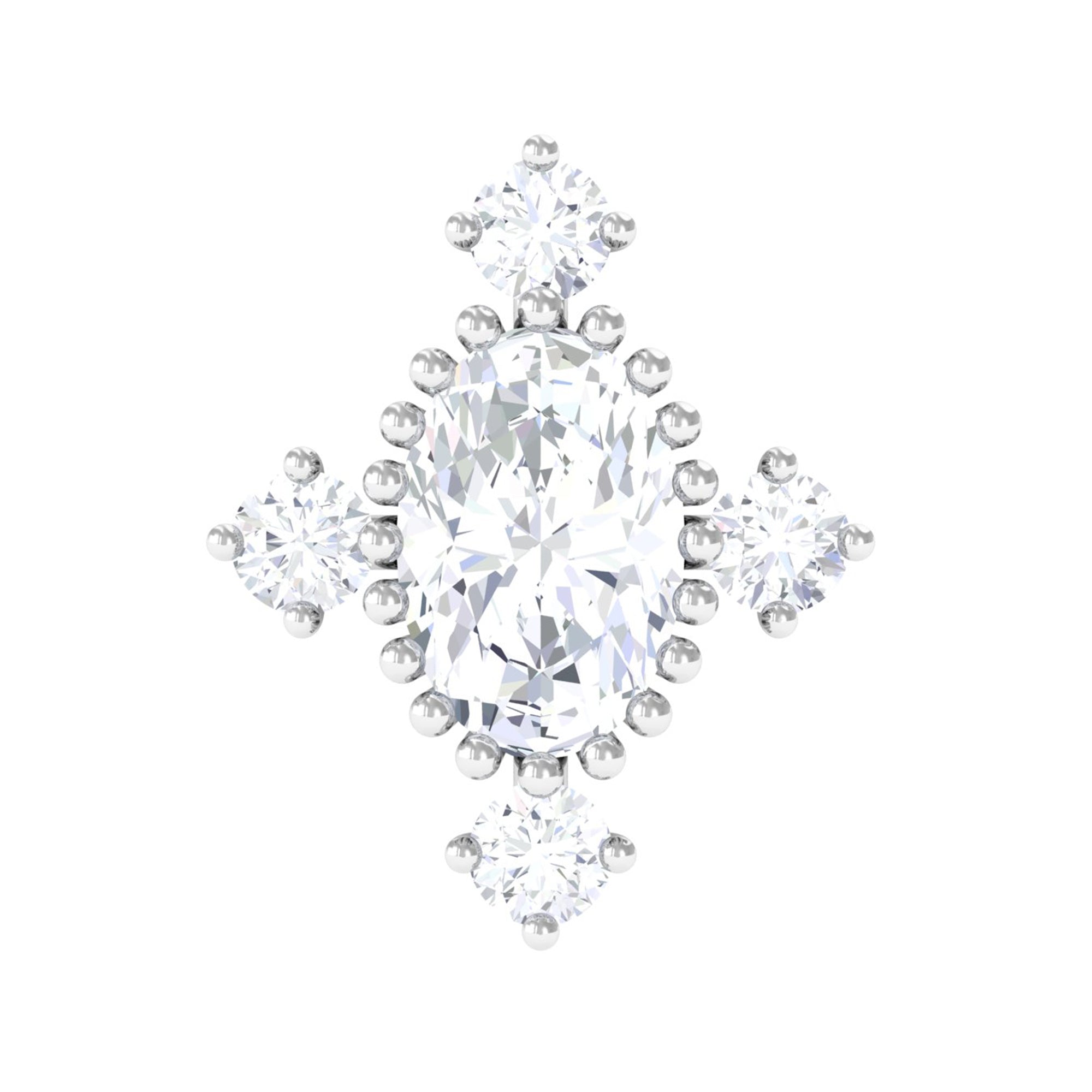 Vintage Inspired Oval Diamond Cartilage Earring Lab - ( EF-VS ) - Rosec Jewels