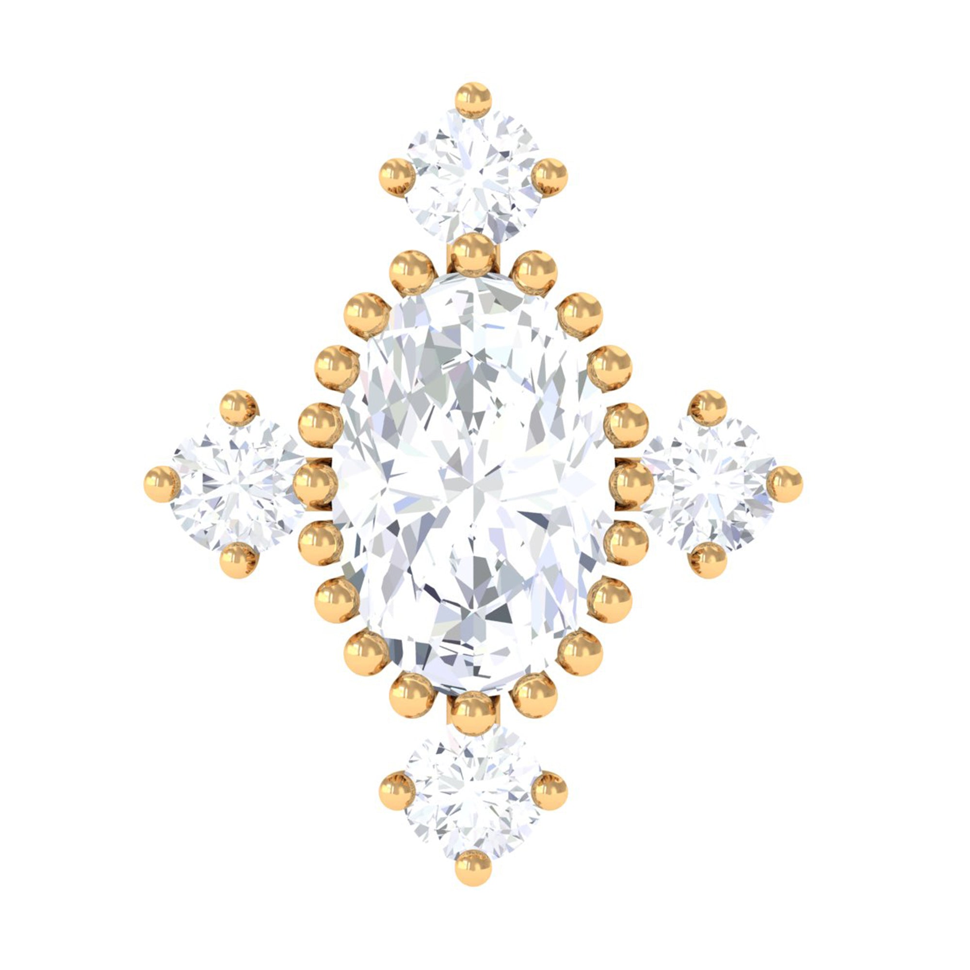 Vintage Inspired Oval Diamond Cartilage Earring Lab - ( EF-VS ) - Rosec Jewels