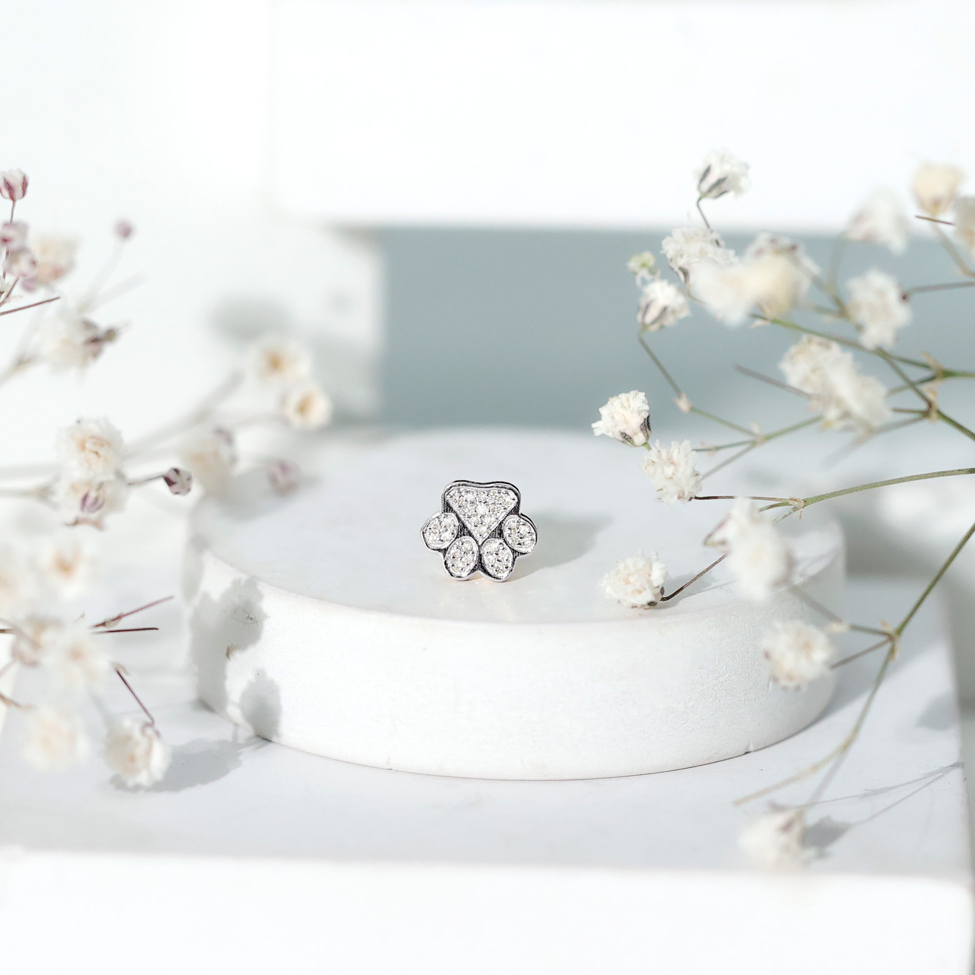 Certified Diamond Paw Cartilage Earring Lab - ( EF-VS ) - Rosec Jewels