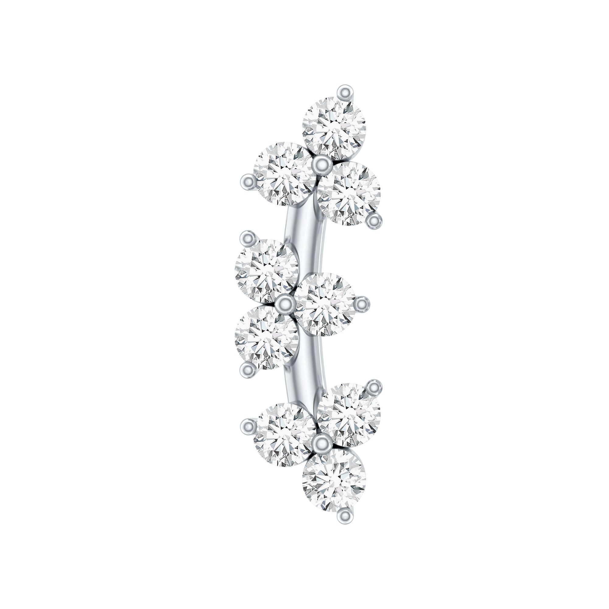 Simple Diamond Curved Helix Earring with Flat Back