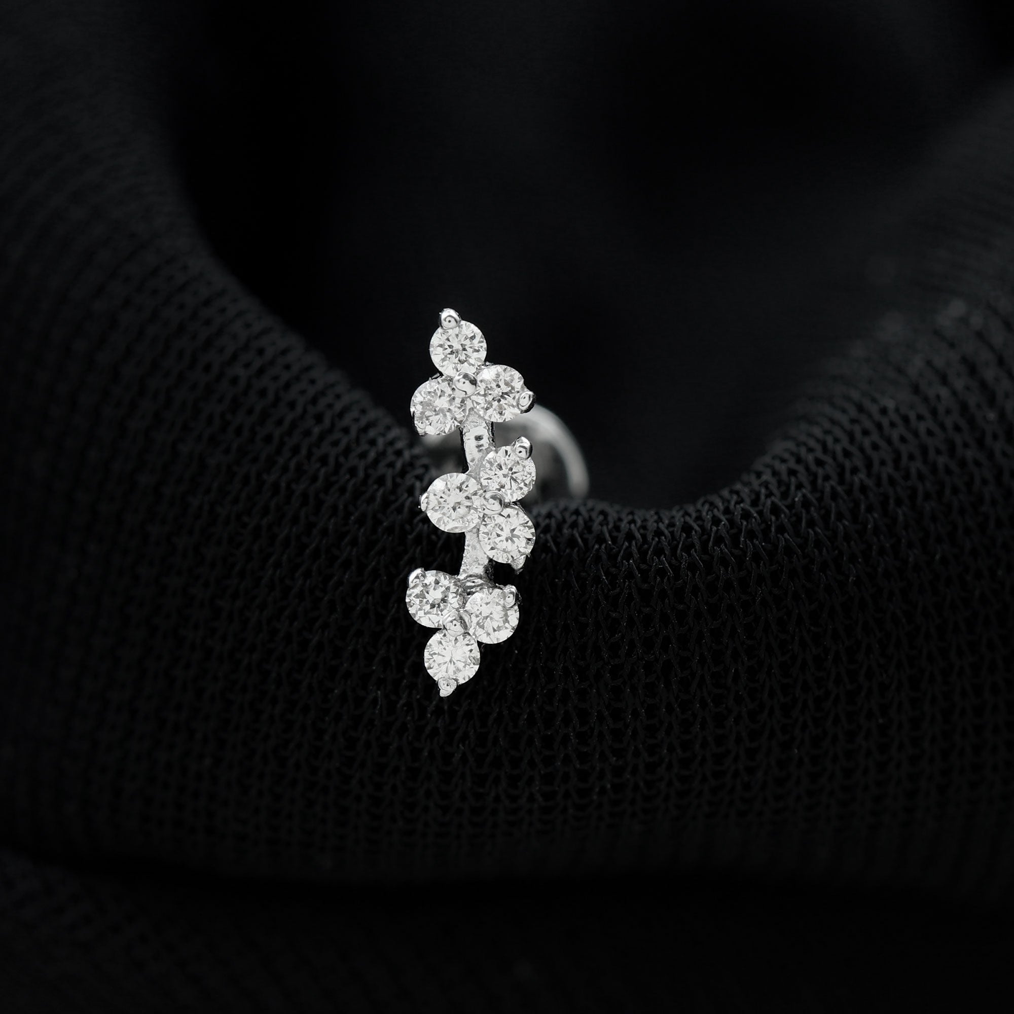 Simple Diamond Curved Helix Earring with Flat Back Lab - ( EF-VS ) - Rosec Jewels