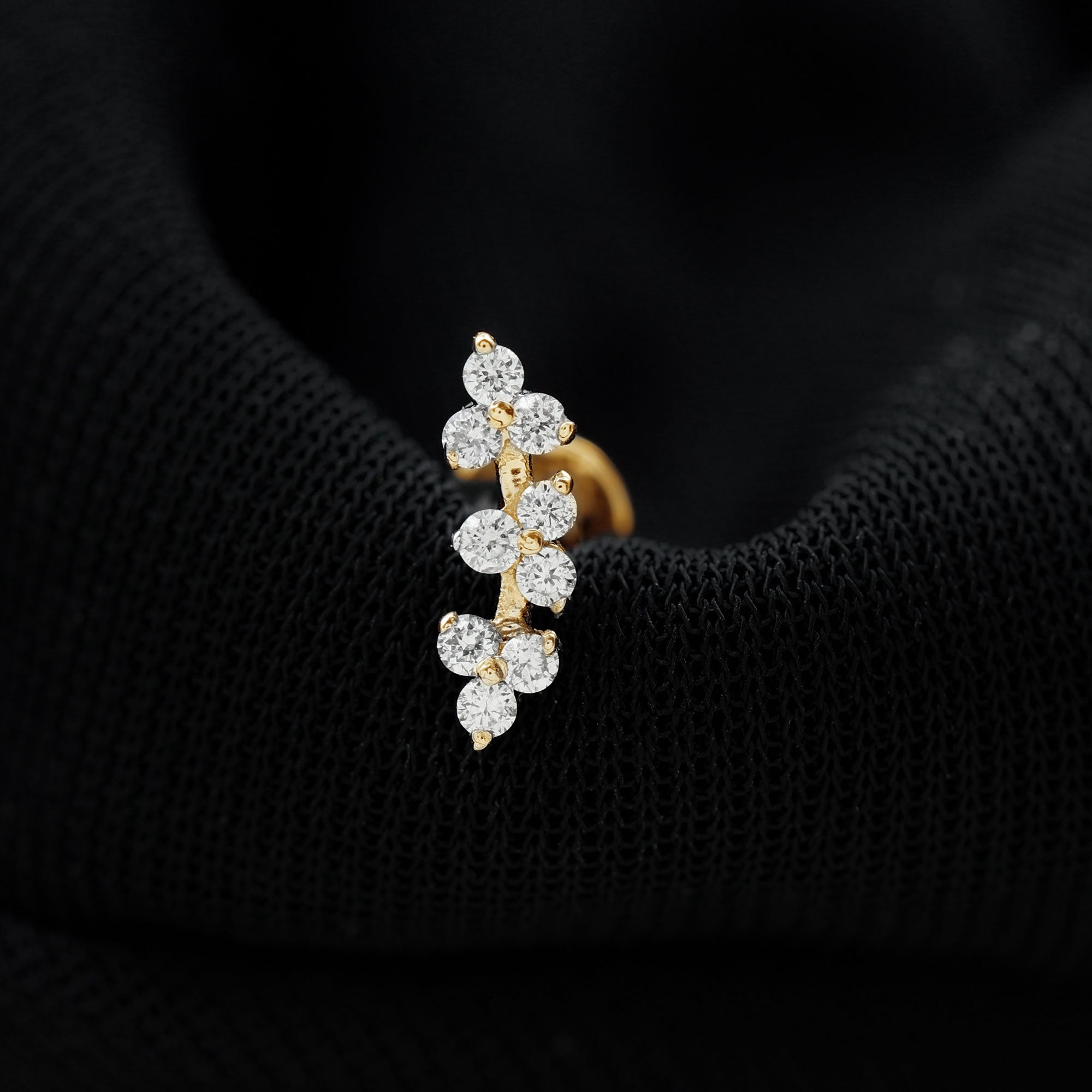 Simple Diamond Curved Helix Earring with Flat Back Lab - ( EF-VS ) - Rosec Jewels