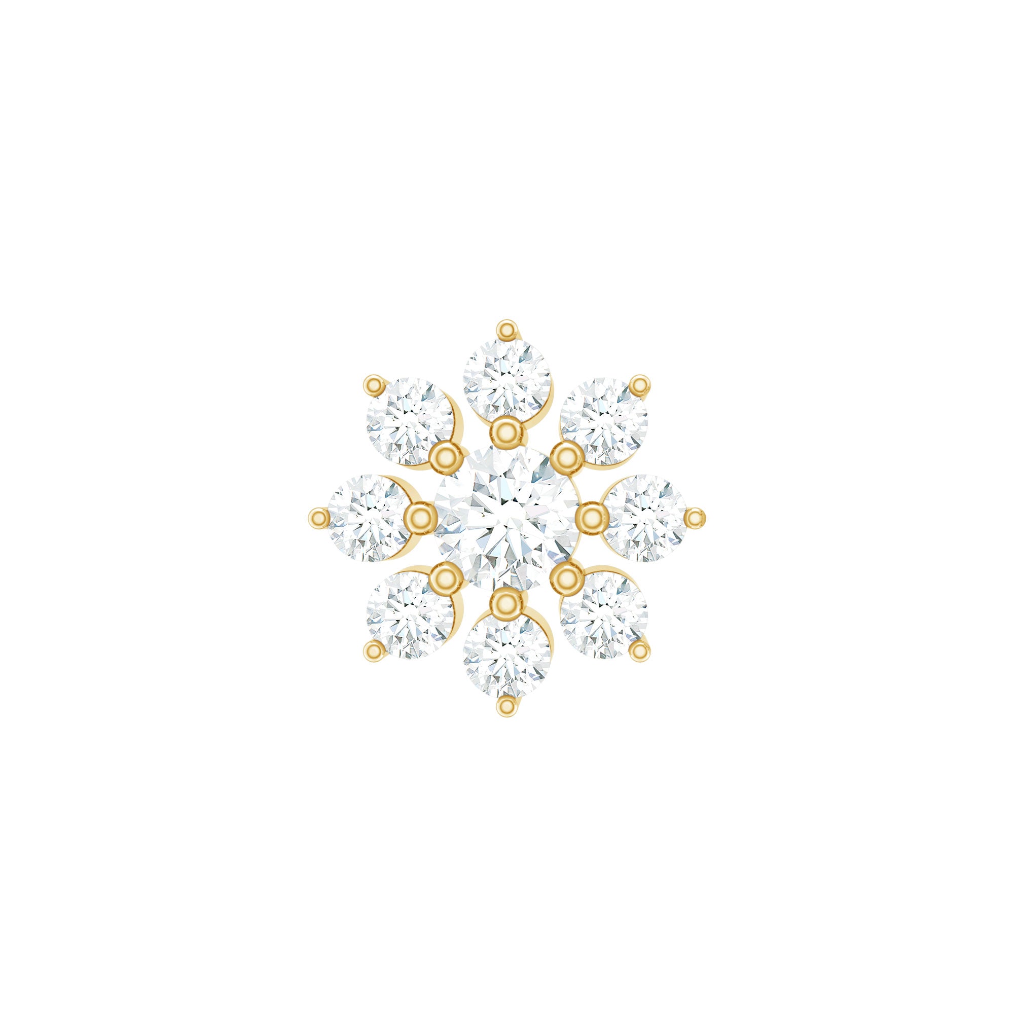 Sparkling Diamond Flower Cartilage Earring with Flat Back Lab - ( EF-VS ) - Rosec Jewels