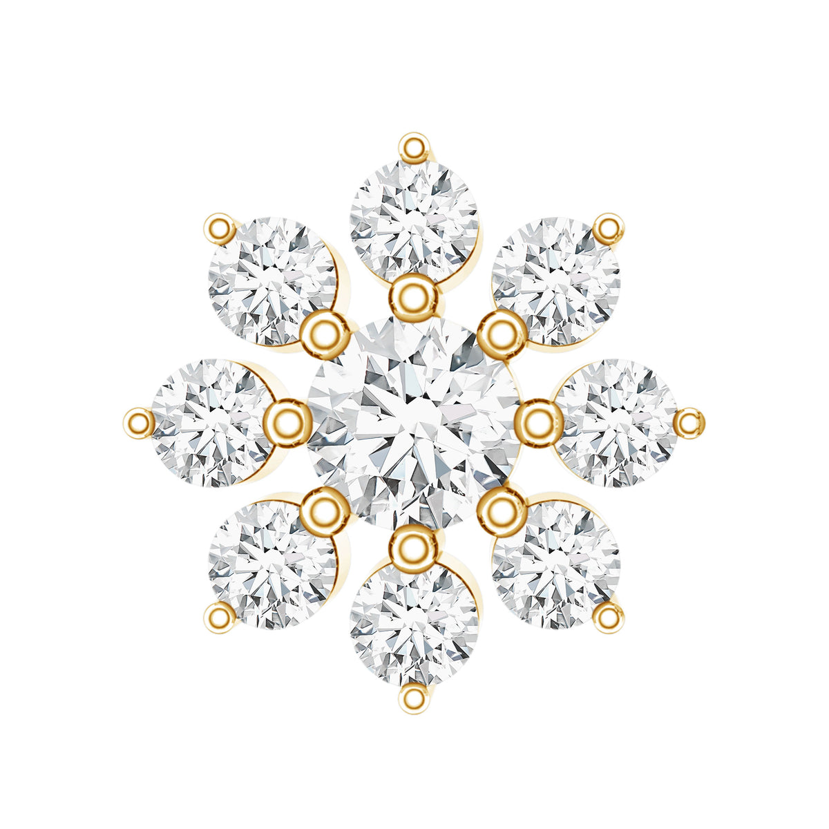 Sparkling Diamond Flower Cartilage Earring with Flat Back Lab - ( EF-VS ) - Rosec Jewels
