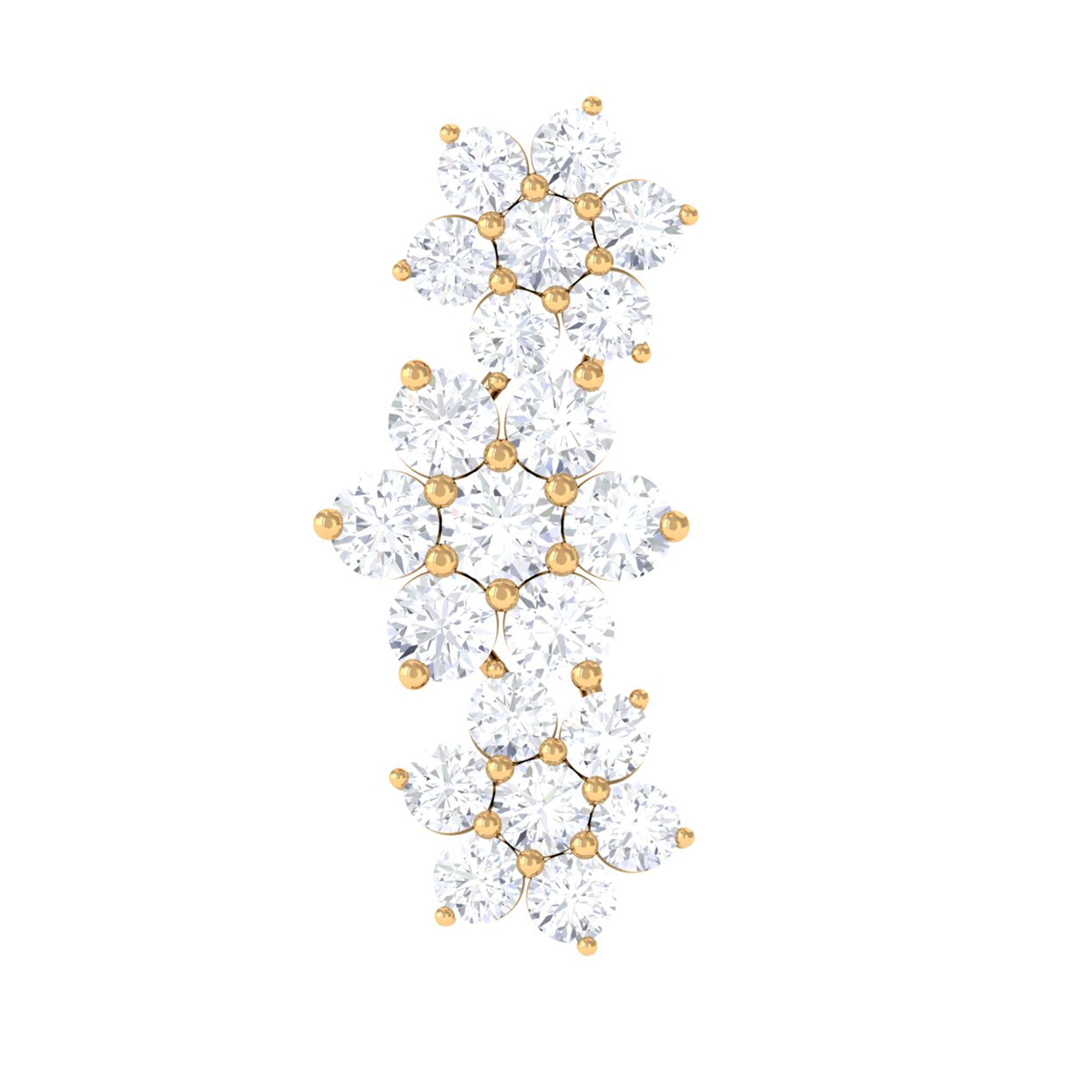 Certified Diamond Flower Crawler Cartilage Earring Lab - ( EF-VS ) - Rosec Jewels