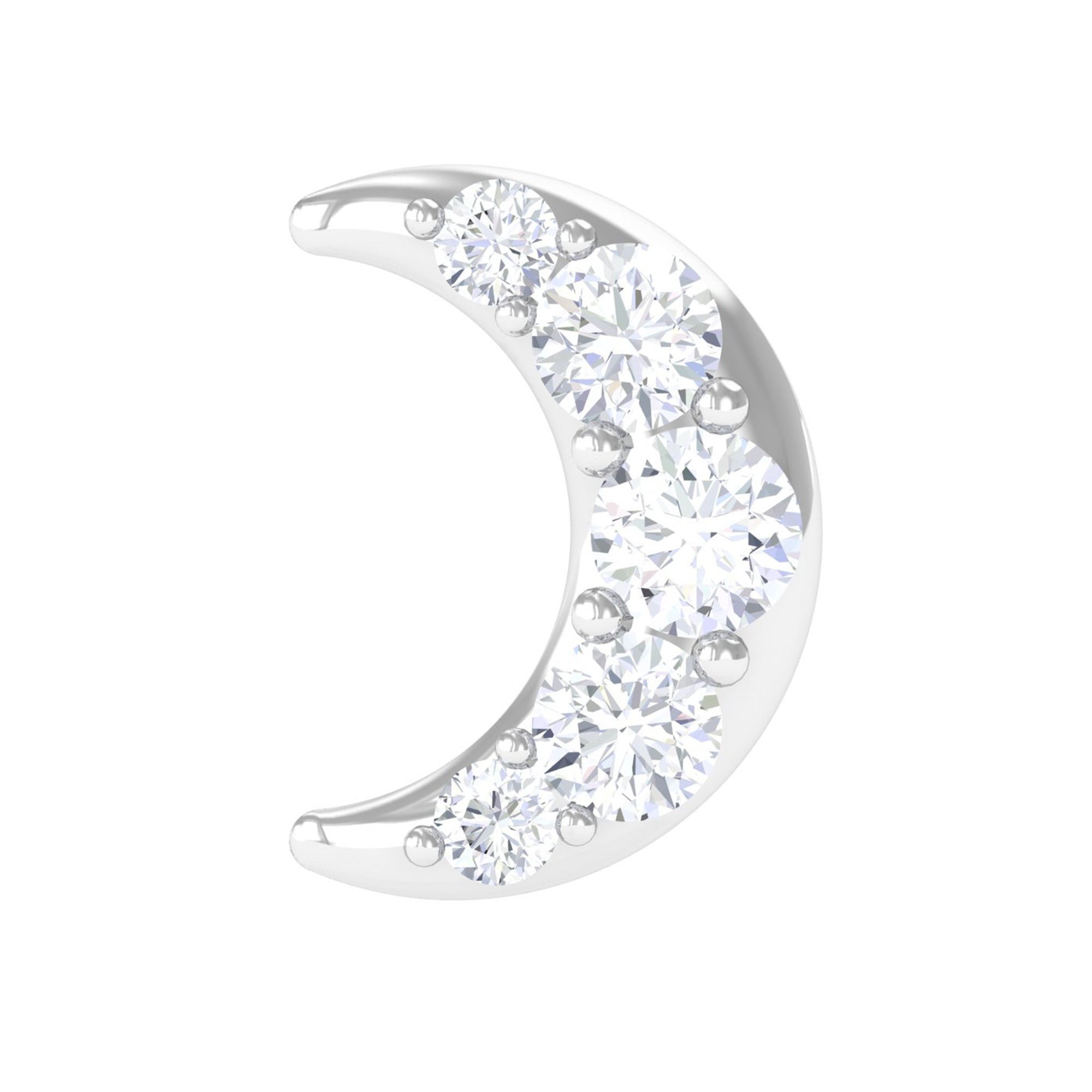 Round Cut Diamond Crescent Moon Cartilage Earring Lab - ( EF-VS ) - Rosec Jewels