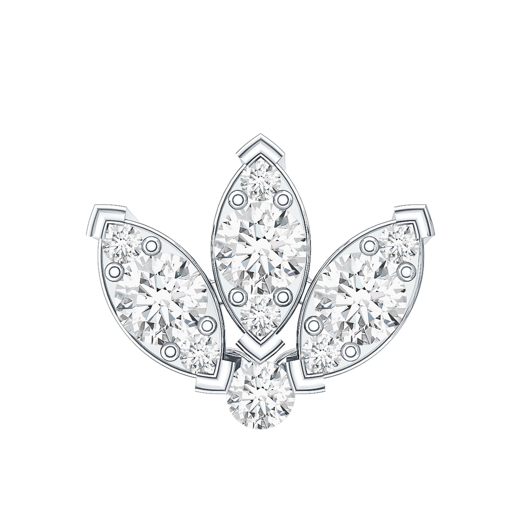 Certified Diamond Lotus Flower Earring with Flat Back Lab - ( EF-VS ) - Rosec Jewels