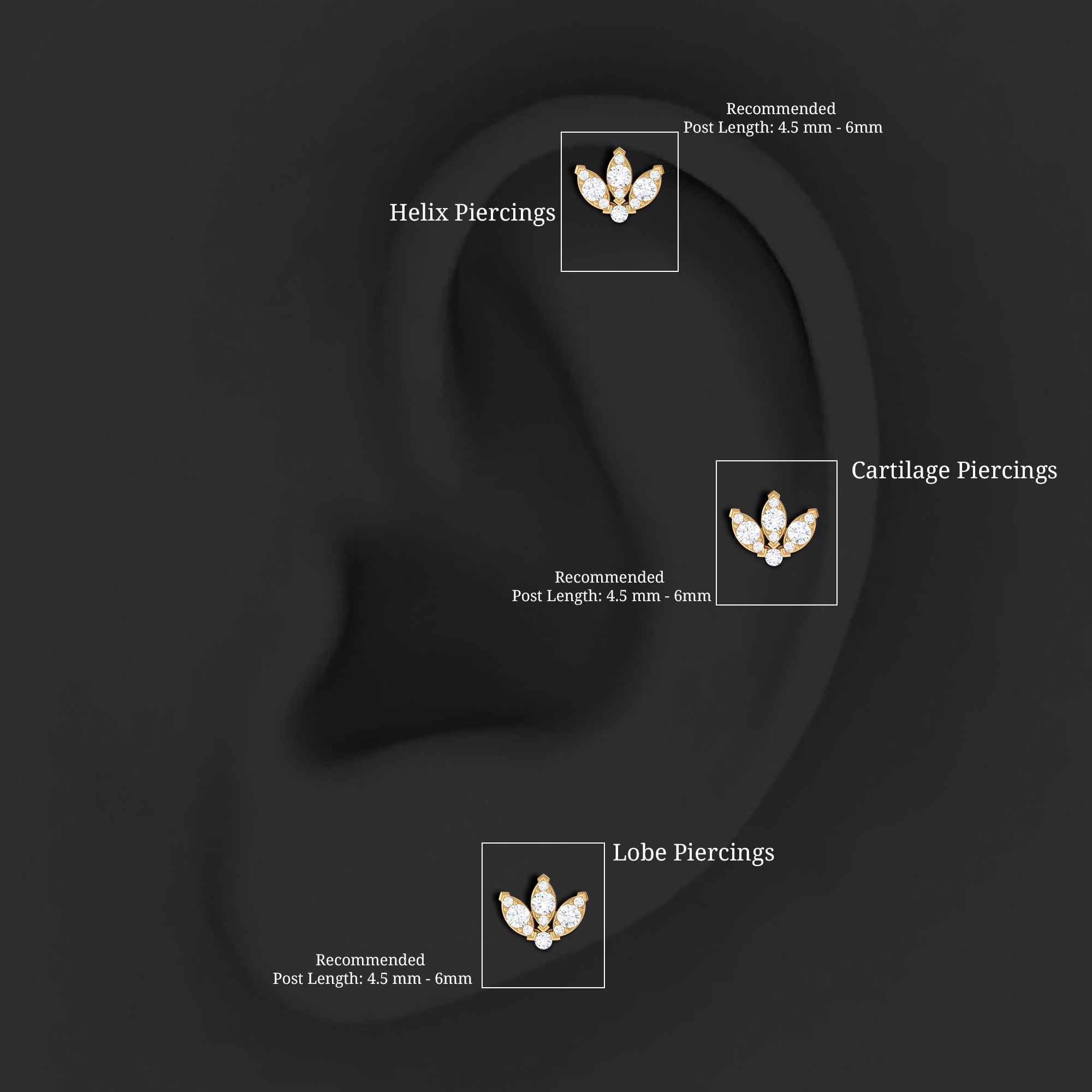 Rosec Jewels-Certified Diamond Lotus Flower Earring with Flat Back