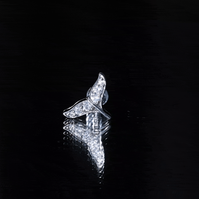 Certified Diamond Whale Tail Earring for Helix Piercing Lab - ( EF-VS ) - Rosec Jewels