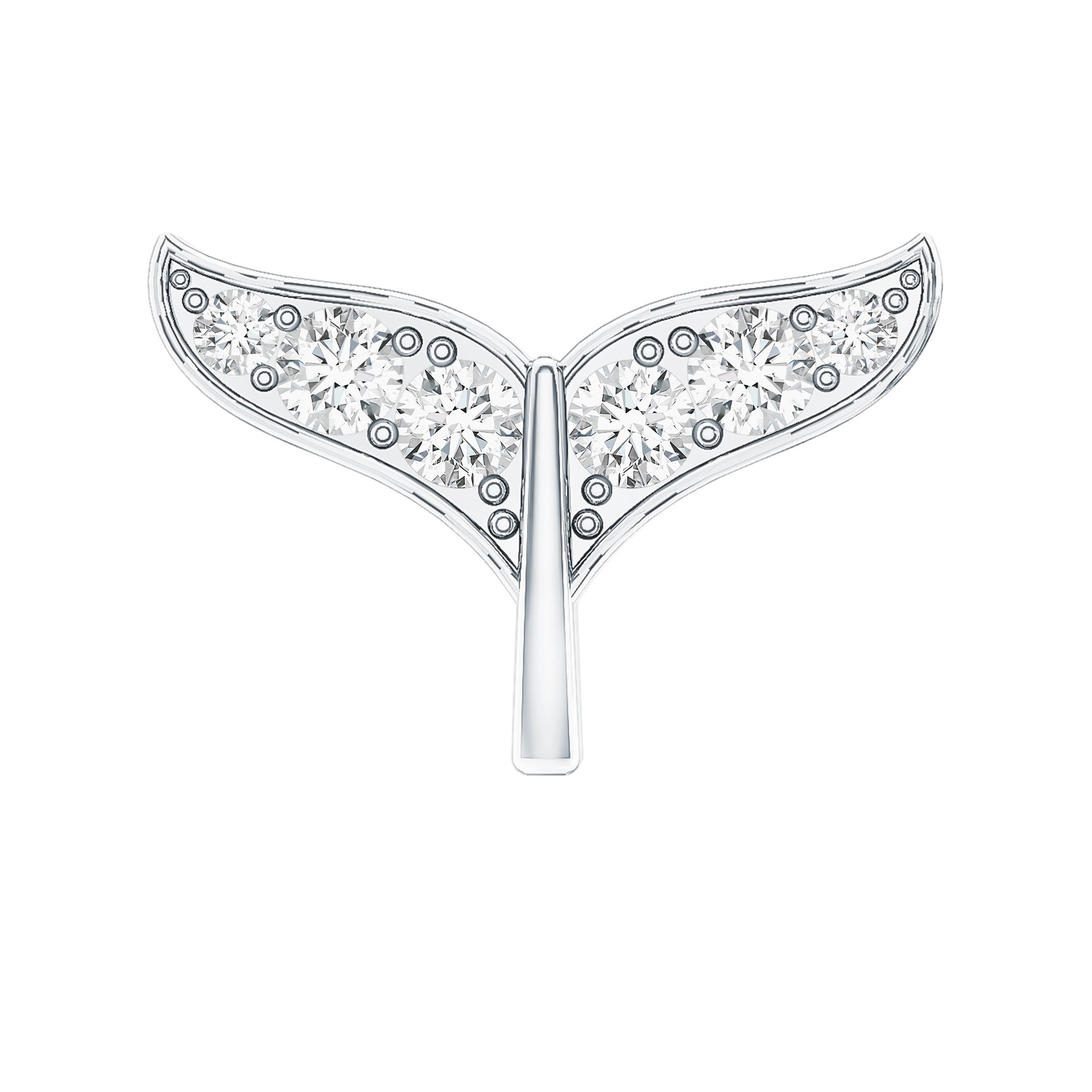 Certified Diamond Whale Tail Earring for Helix Piercing Lab - ( EF-VS ) - Rosec Jewels