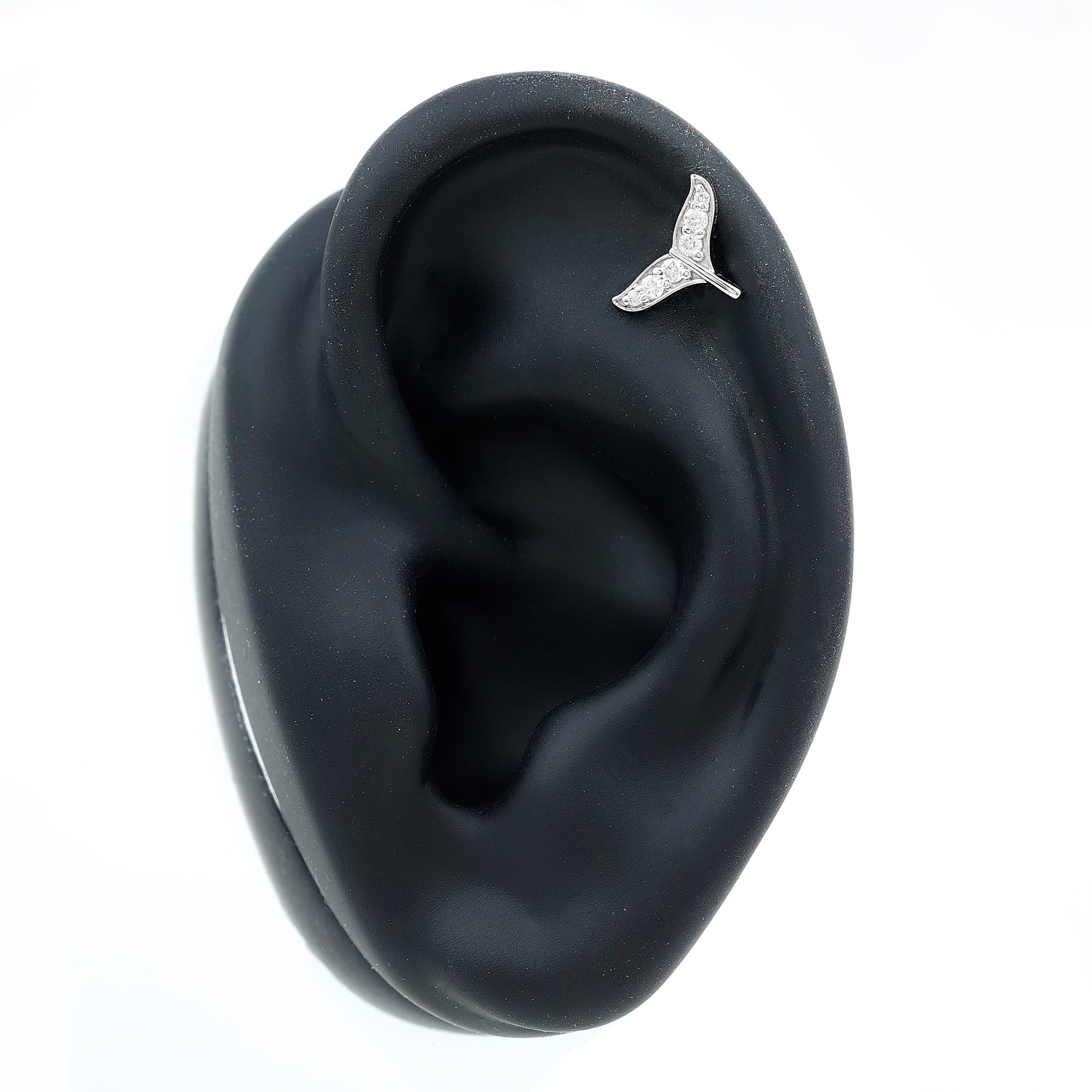 Certified Diamond Whale Tail Earring for Helix Piercing Lab - ( EF-VS ) - Rosec Jewels