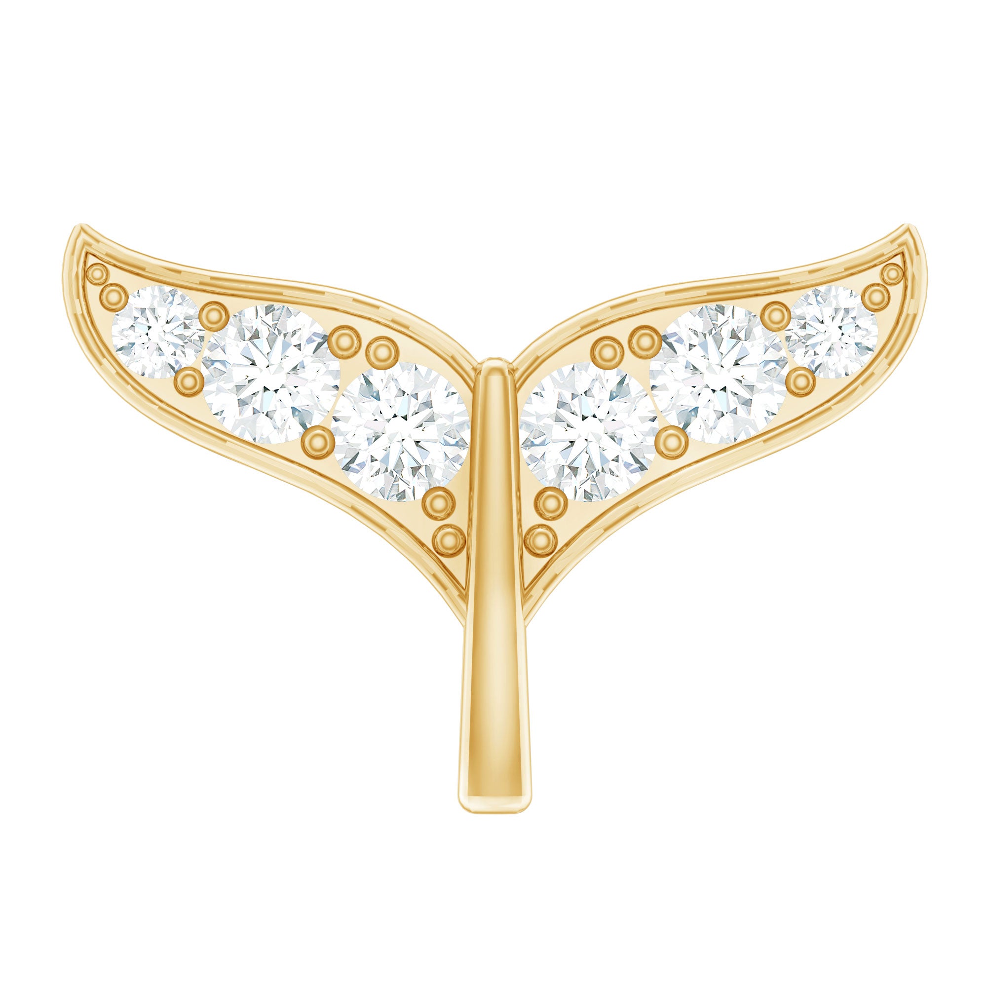 Certified Diamond Whale Tail Earring for Helix Piercing Lab - ( EF-VS ) - Rosec Jewels
