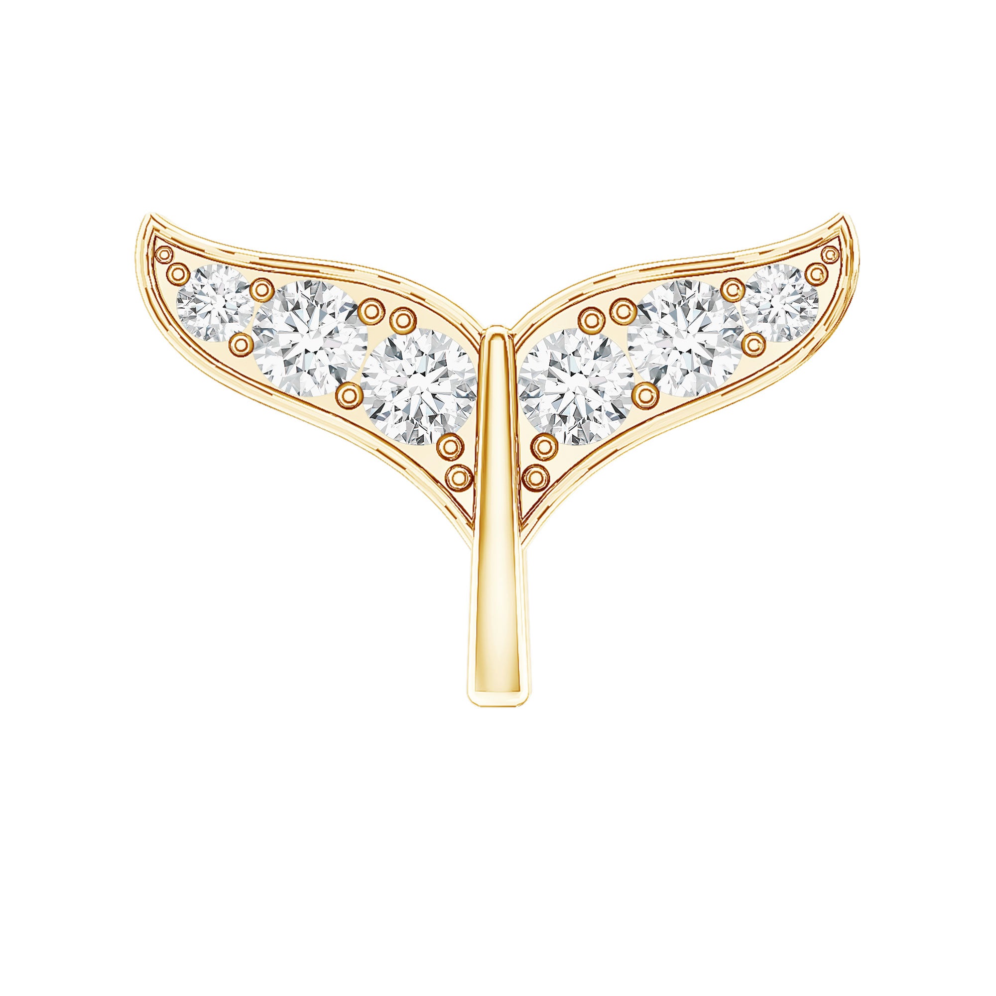 Certified Diamond Whale Tail Earring for Helix Piercing Lab - ( EF-VS ) - Rosec Jewels